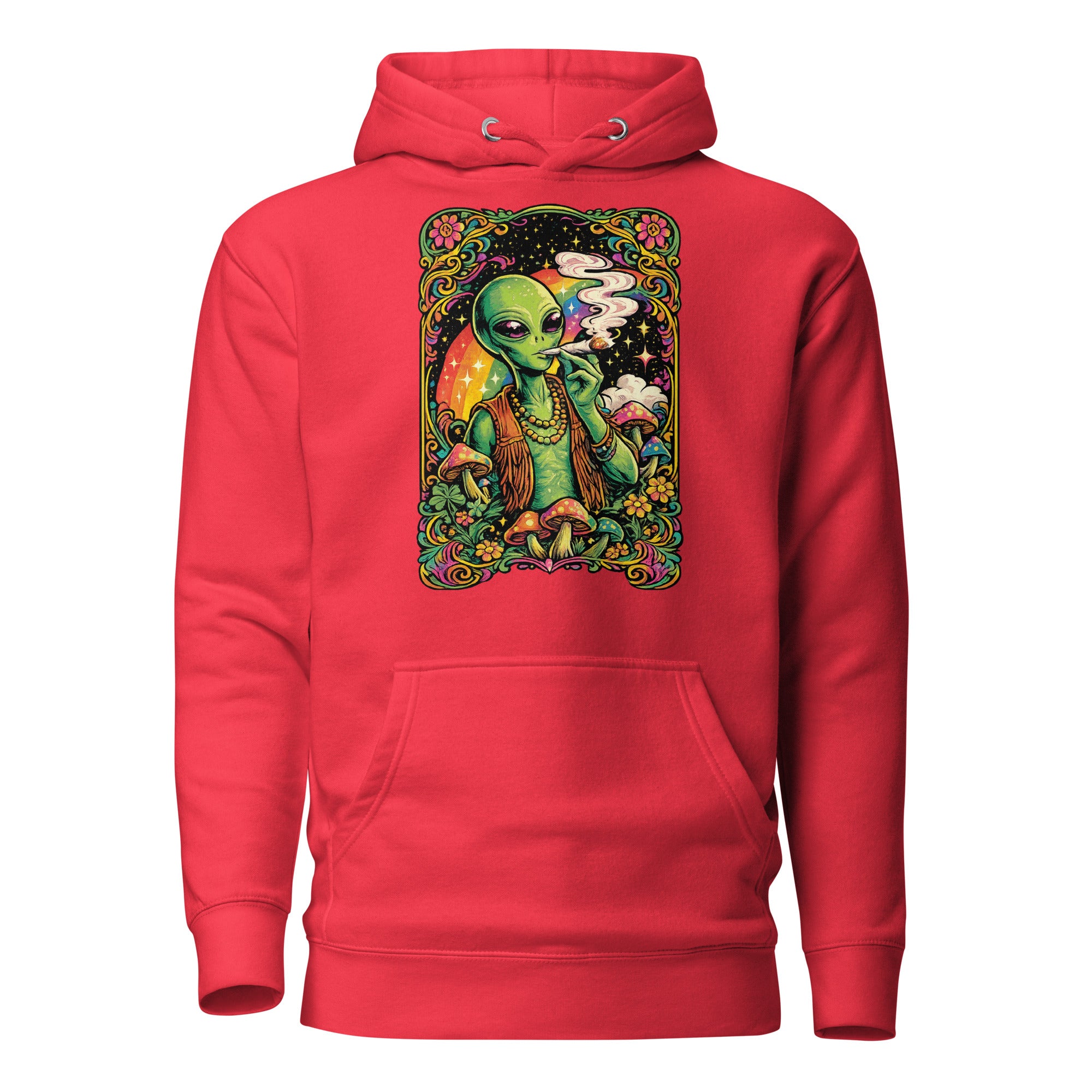 Psychedelic Alien Weed Hoodie – 60s Rock Poster Cannabis Sweatshirt | Magic Leaf Tees