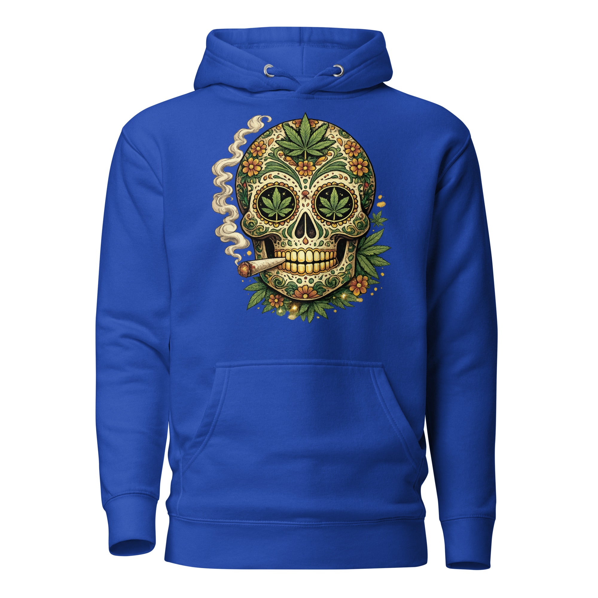 Cannabis Sugar Skull Hoodie – Day of the Dead Weed Pullover | Magic Leaf Tees 420 Apparel