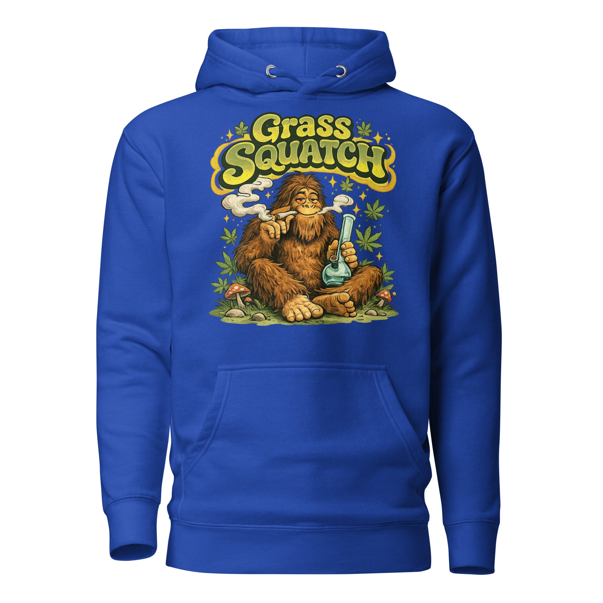 Grass Squatch Hoodie – Funny Sasquatch Weed Sweatshirt, Retro 60s Bigfoot Cannabis Graphic