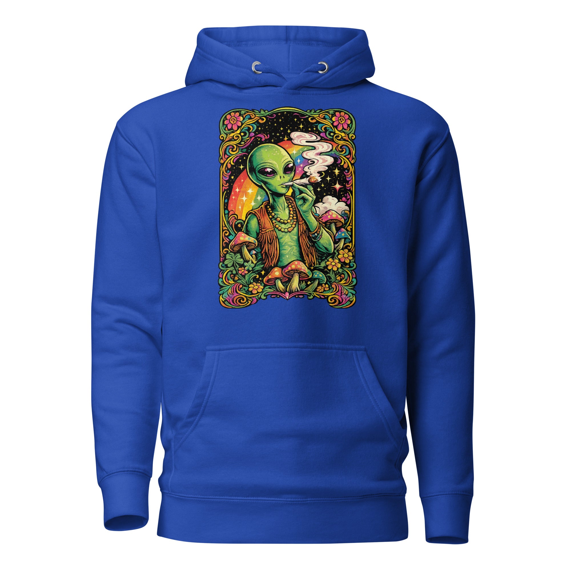 Psychedelic Alien Weed Hoodie – 60s Rock Poster Cannabis Sweatshirt | Magic Leaf Tees