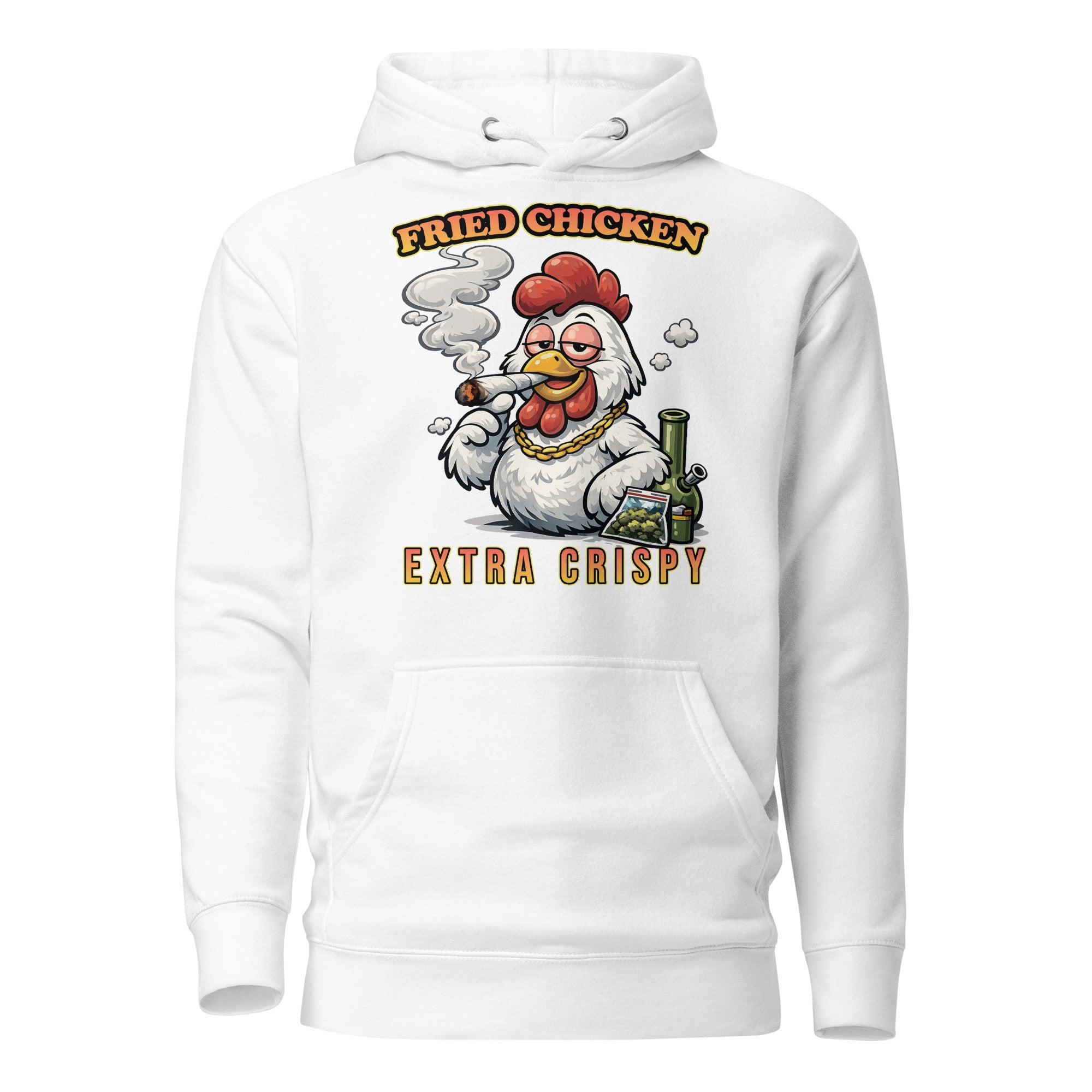 Funny Fried Chicken Smoking Joint Hoodie – 420 Stoner Humor Pullover | Magic Leaf Tees Cannabis Apparel