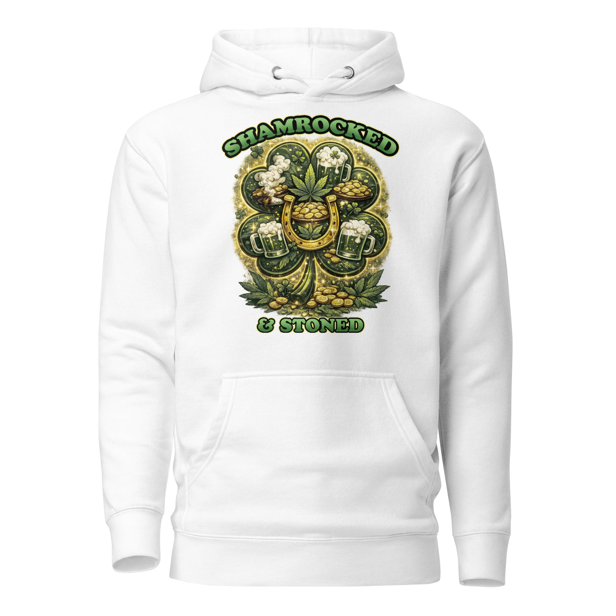 Shamrocked & Stoned St. Patrick’s Day Weed Hoodie – Funny 420 Clover Pullover | Magic Leaf Tees
