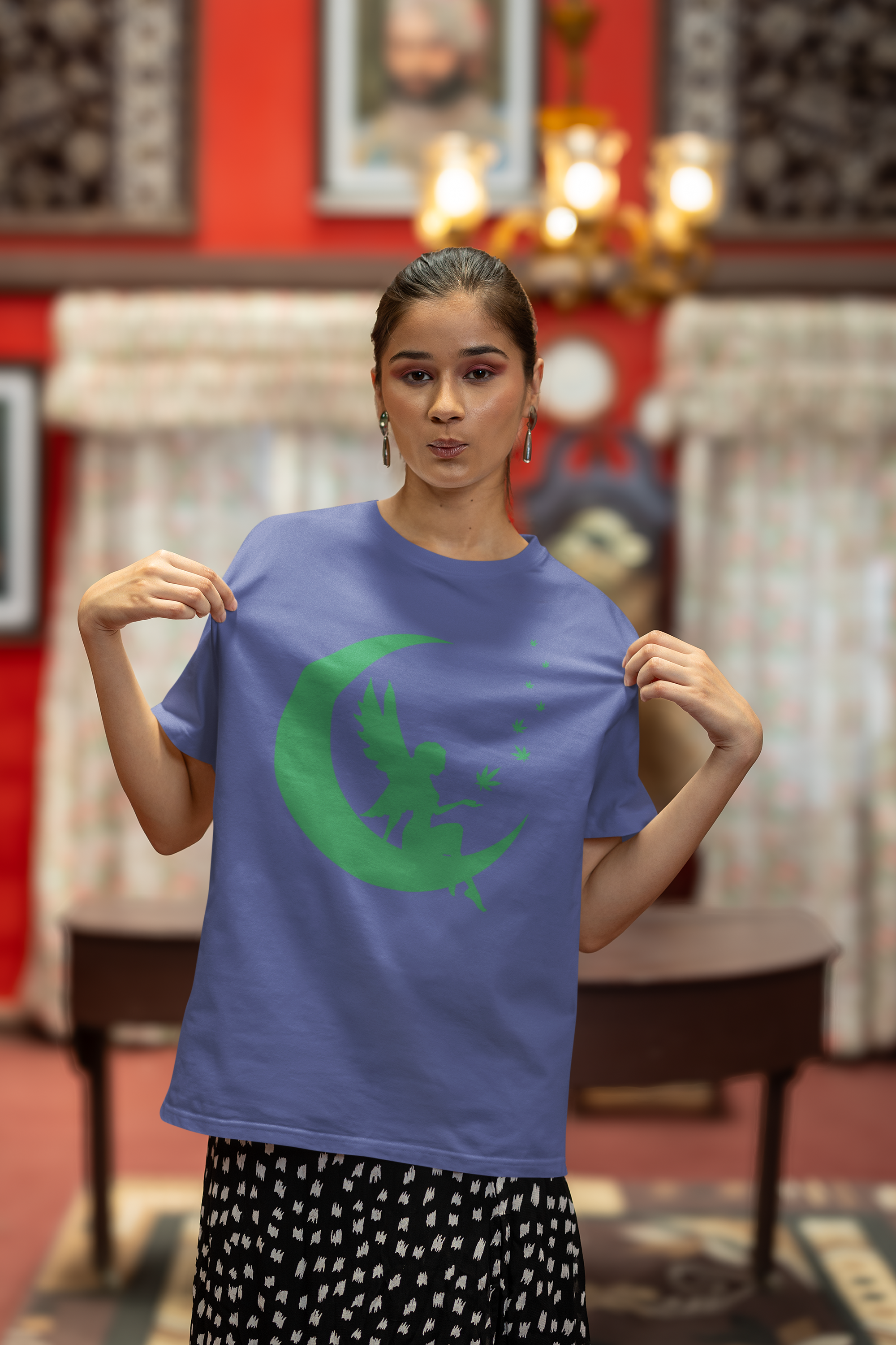 Weed Fairy on Crescent Moon Cannabis T-Shirt: Unique Weed Apparel