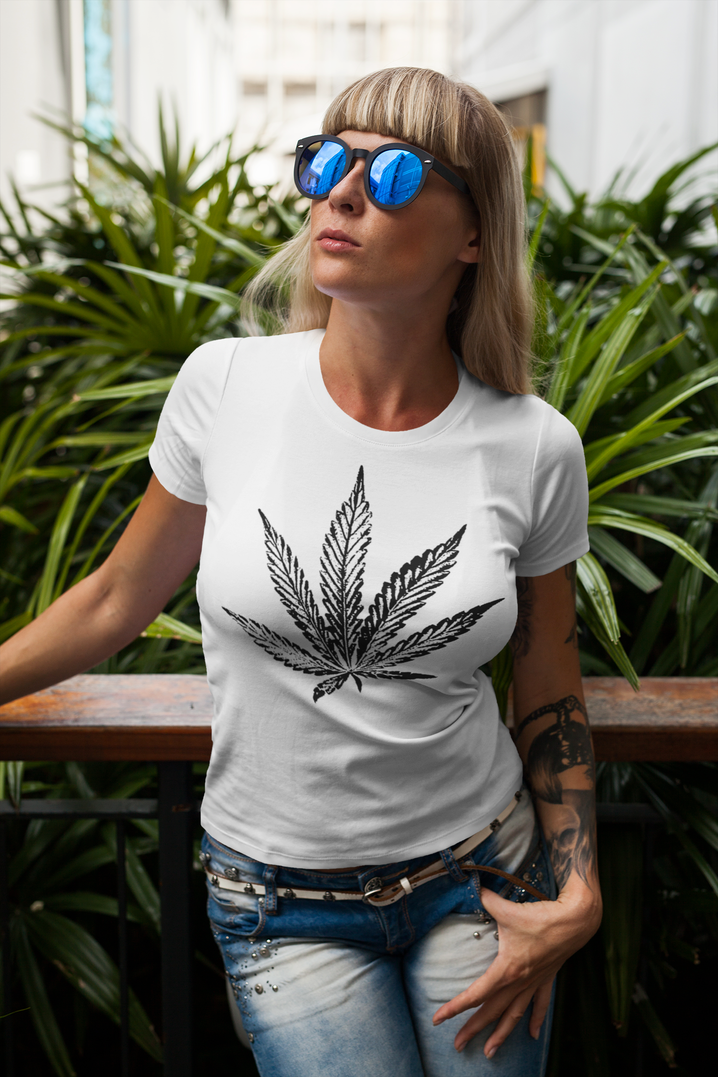 Cannabis Leaf Ink Stamp Shirt