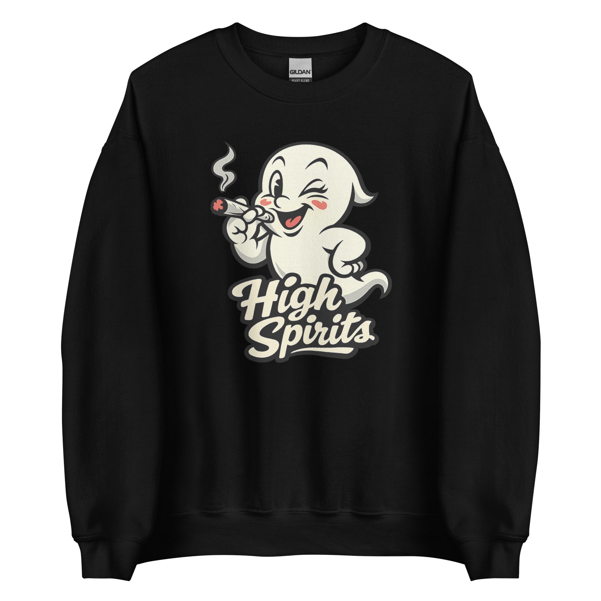 High Spirits Ghost Sweatshirt – Funny Retro 1940s Cannabis Cartoon Shirt