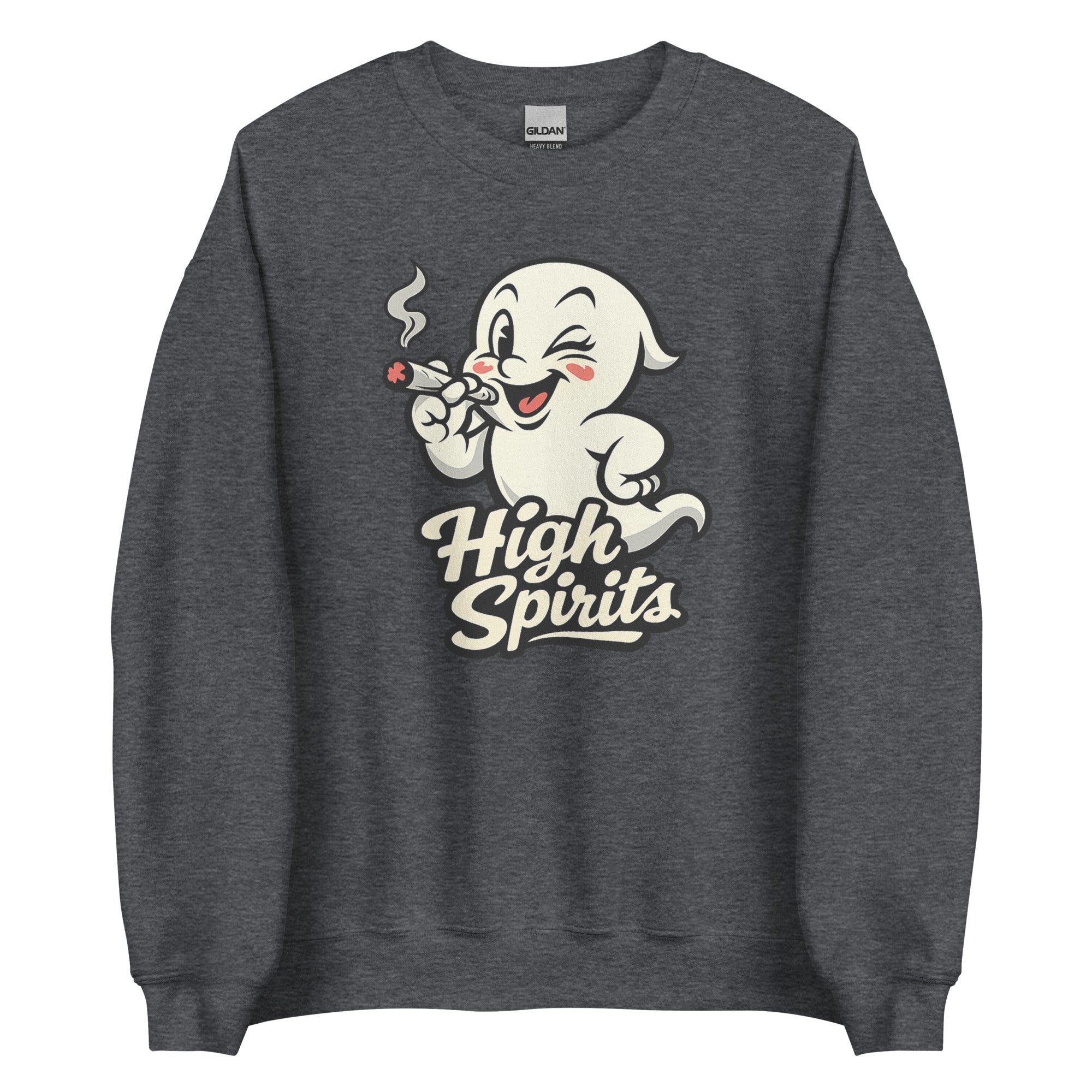 High Spirits Ghost Sweatshirt – Funny Retro 1940s Cannabis Cartoon Shirt