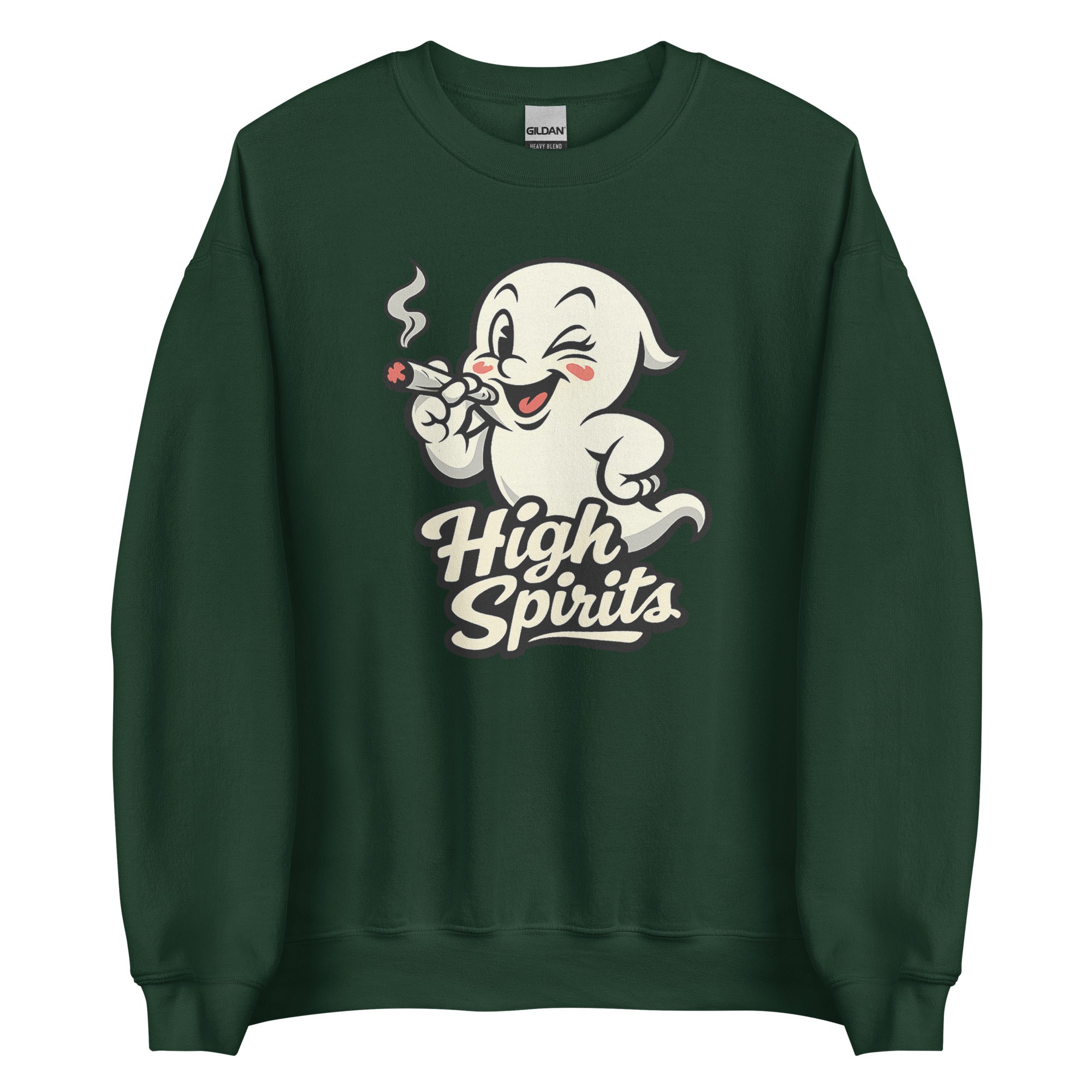 High Spirits Ghost Sweatshirt – Funny Retro 1940s Cannabis Cartoon Shirt
