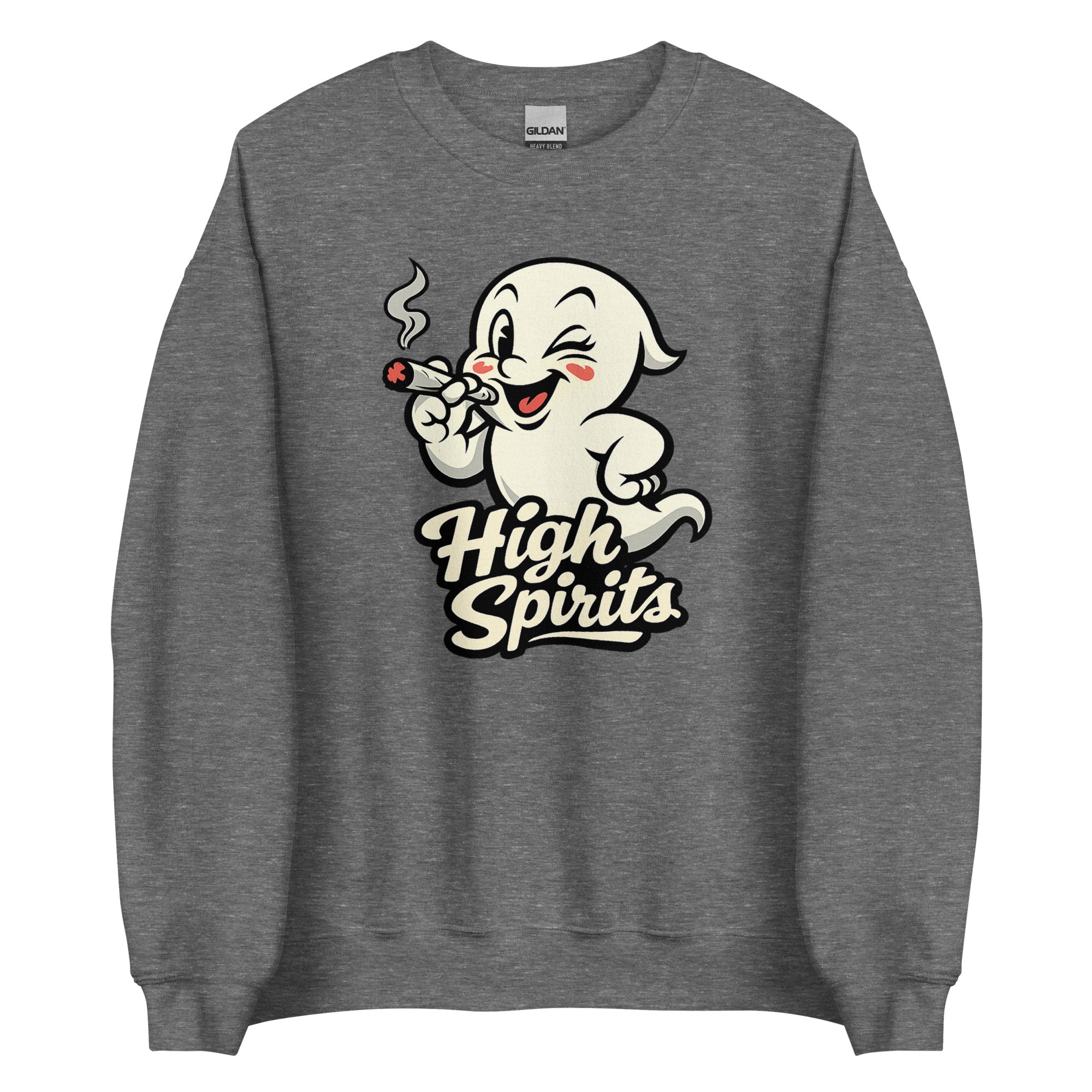 High Spirits Ghost Sweatshirt – Funny Retro 1940s Cannabis Cartoon Shirt