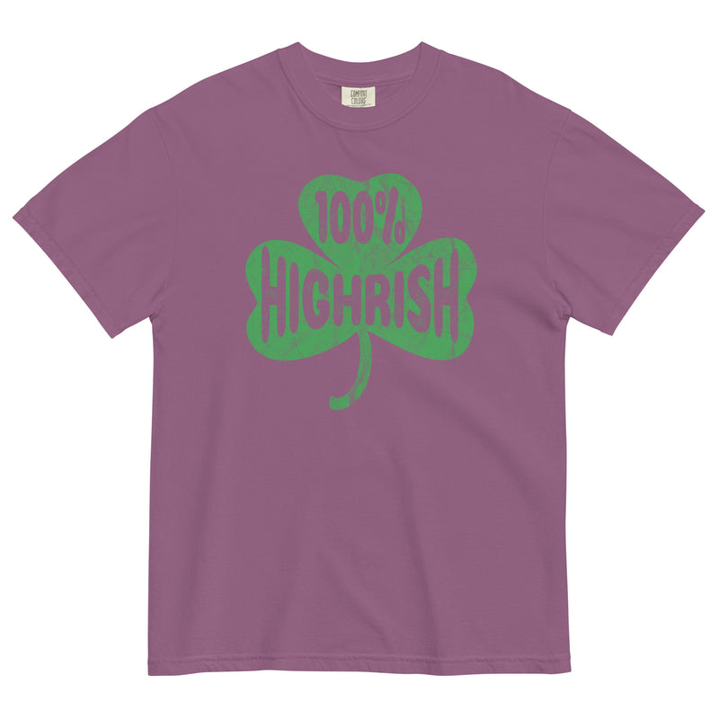 100% Highrish Funny St Patrick's Day Weed Garment-Dyed T-Shirt - Magic Leaf Tees