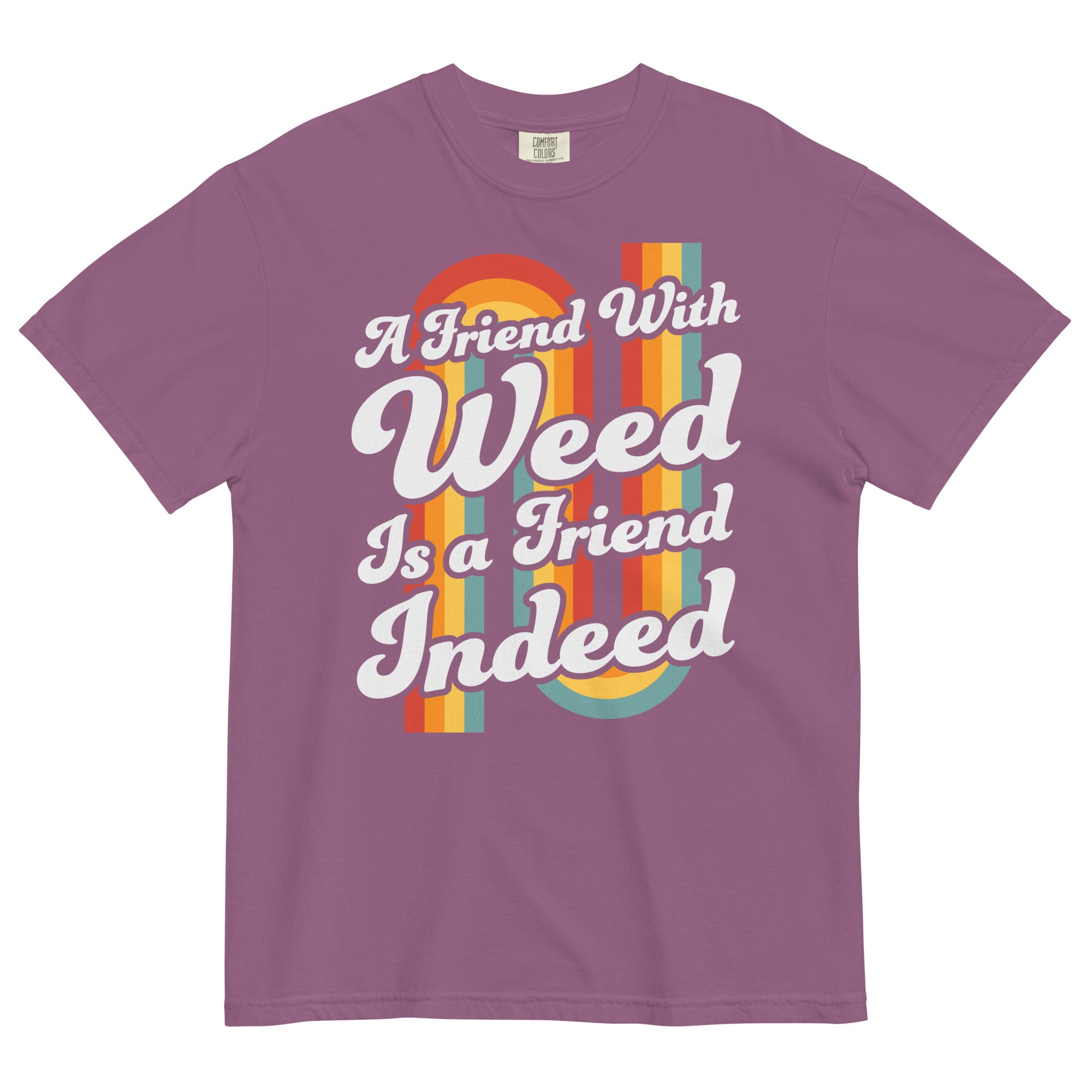 A Friend With Weed Is A Friend Indeed Tee | 70's Retro Cannabis Shirt | Groovy Herbal Fashion | Magic Leaf Tees