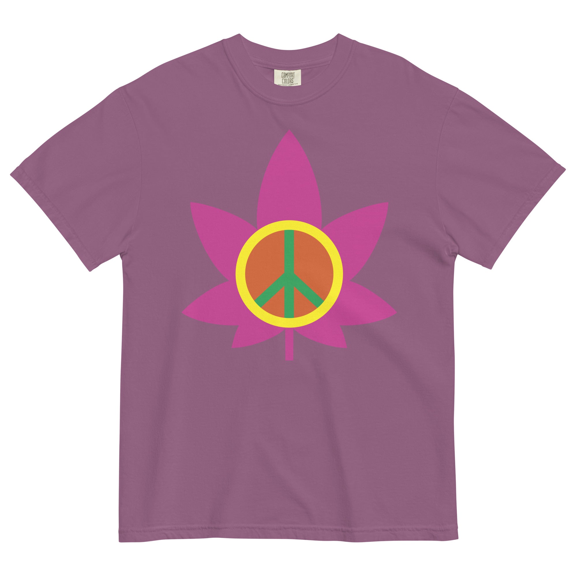 Groovy Vibes: 60's Inspired Pot Leaf and Peace Sign Tee for Retro Cannabis Style! - Magic Leaf Tees