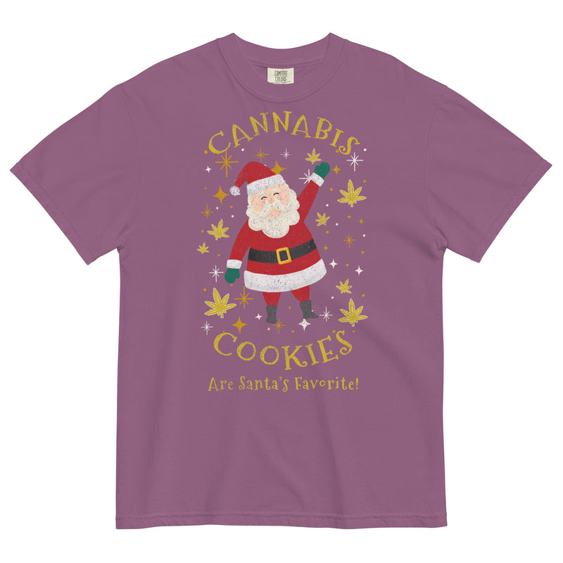 Santa's Favorite Cannabis Cookies Christmas T-Shirt: Festive Weed Apparel | Magic Leaf Tees