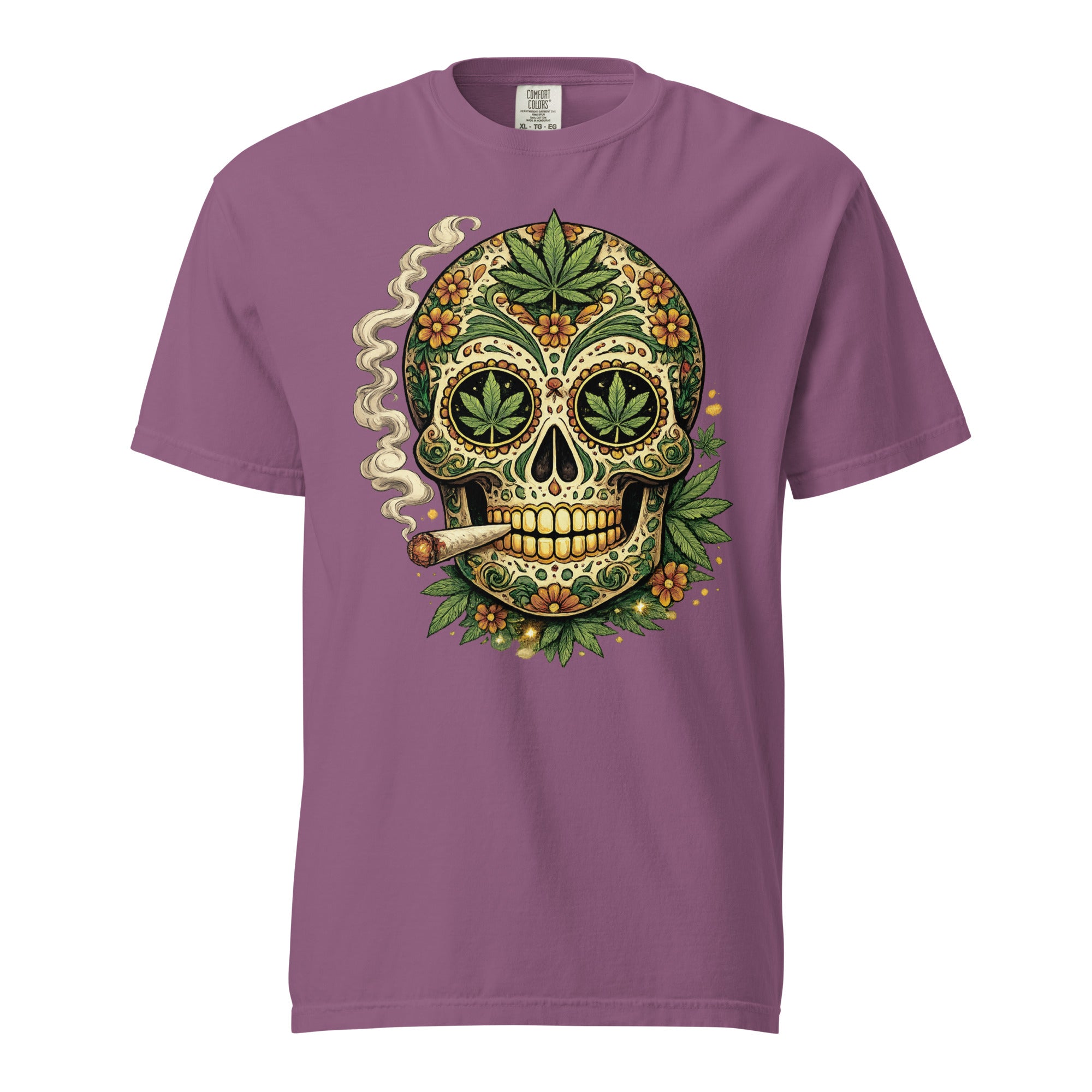 Cannabis Sugar Skull T-Shirt – Day of the Dead Weed Graphic Tee | Magic Leaf Tees