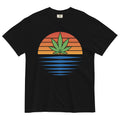 Abstract Pot Leaf Sunrise Tee | Retro Cannabis Shirt | Stylish Weed Fashion | Magic Leaf Tees