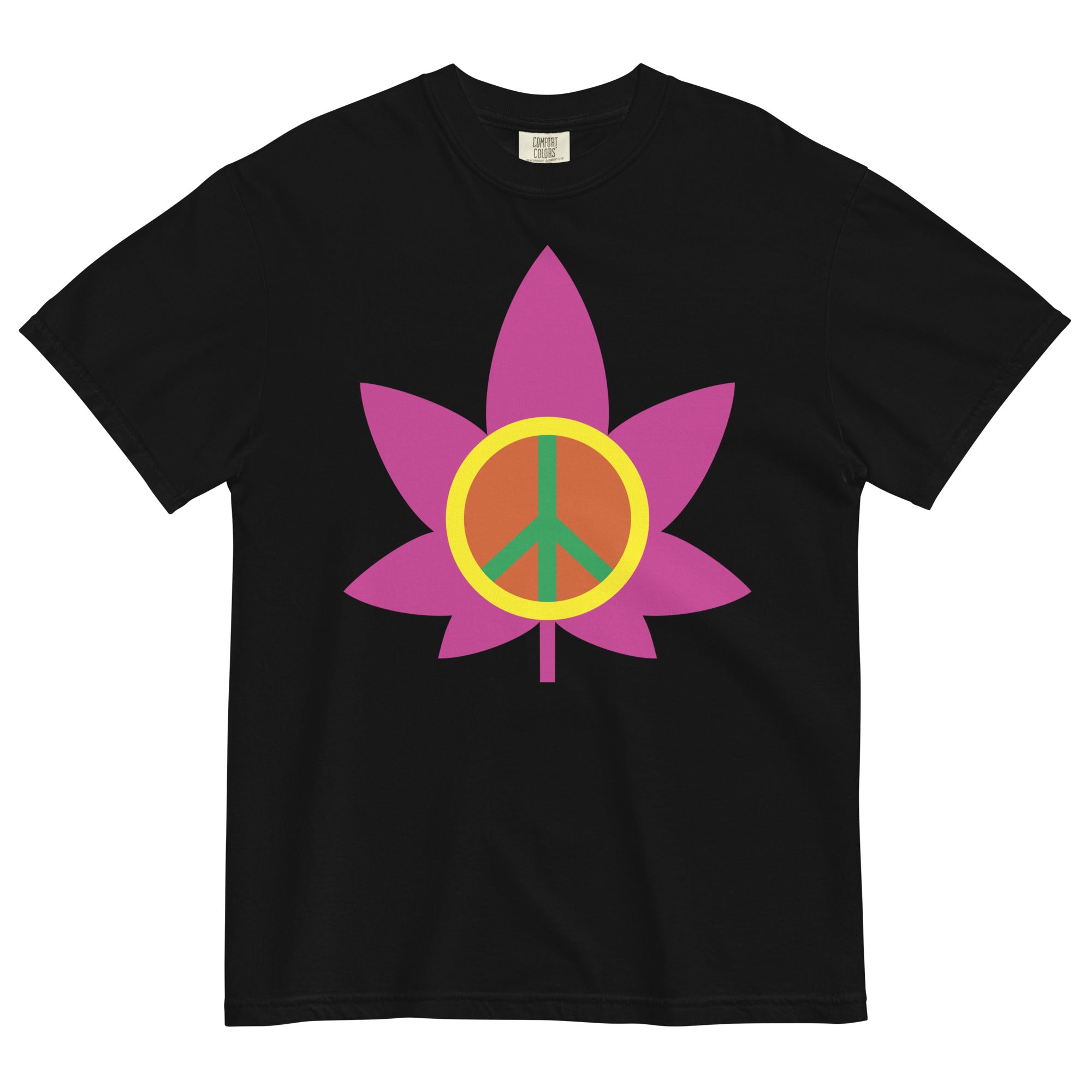 Groovy Vibes: 60's Inspired Pot Leaf and Peace Sign Tee for Retro Cannabis Style! - Magic Leaf Tees