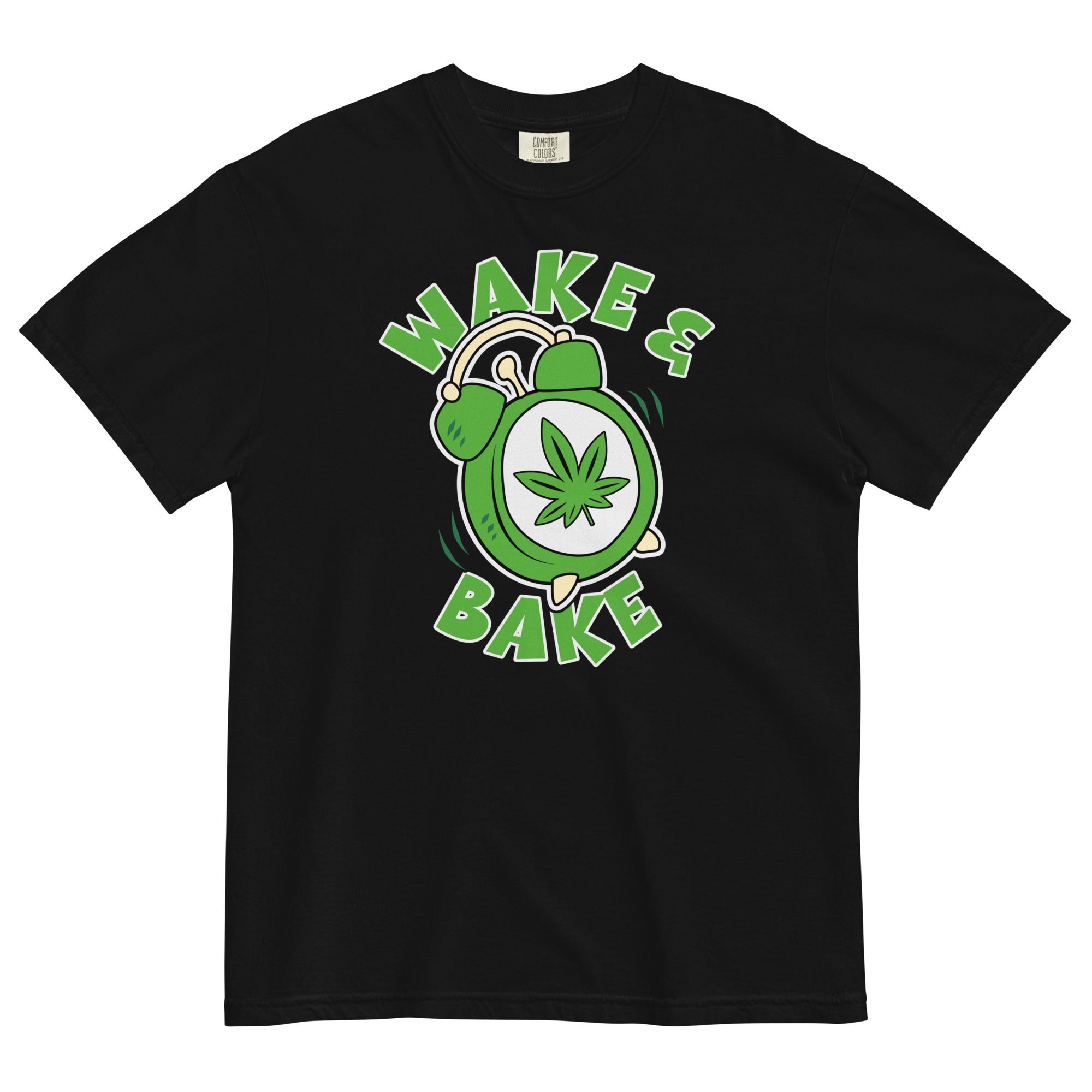 Wake & Bake Alarm Clock Weed T-Shirt: Stoner Apparel | Magic Leaf Tees