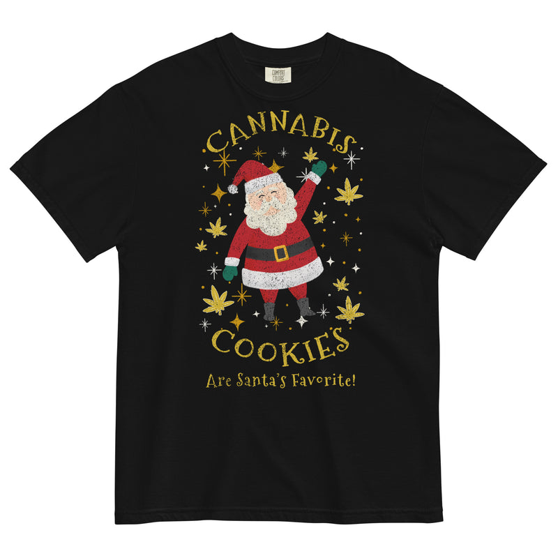 Santa's Favorite Cannabis Cookies Christmas T-Shirt: Festive Weed Apparel | Magic Leaf Tees