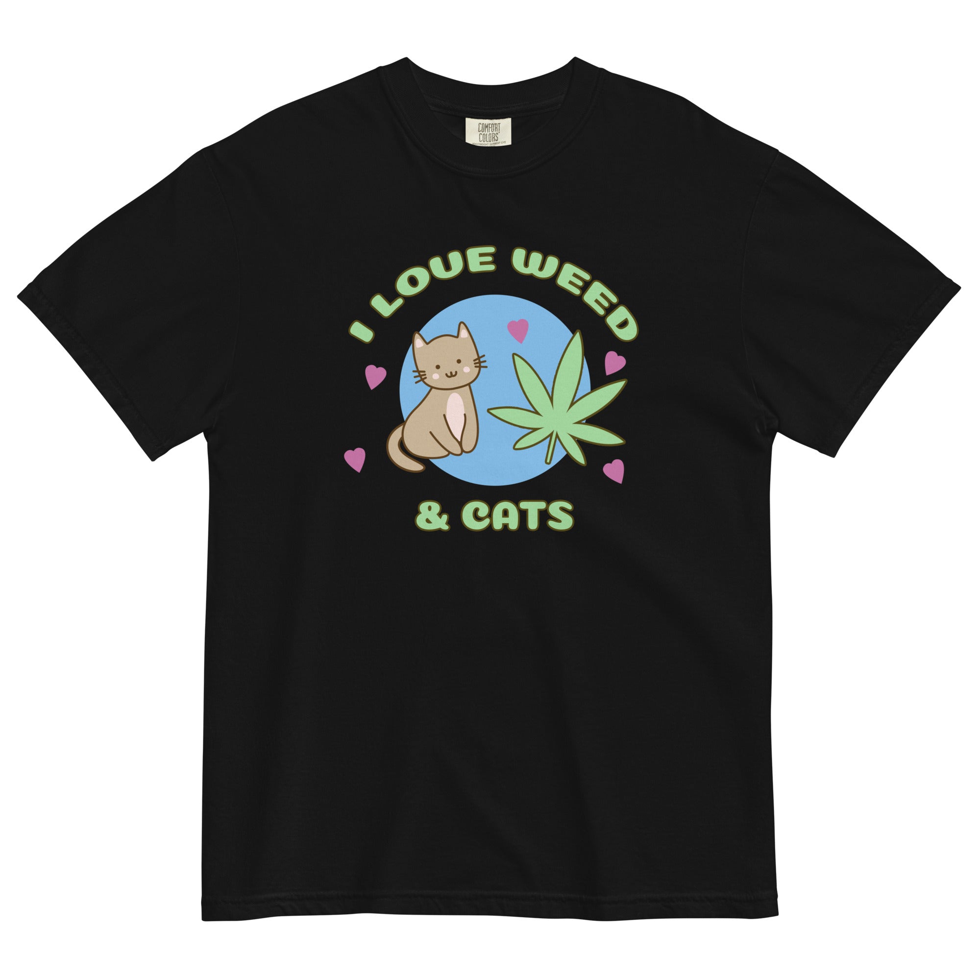 Purrrfectly High: I Love Weed And Cats T-Shirt | Magic Leaf Tees