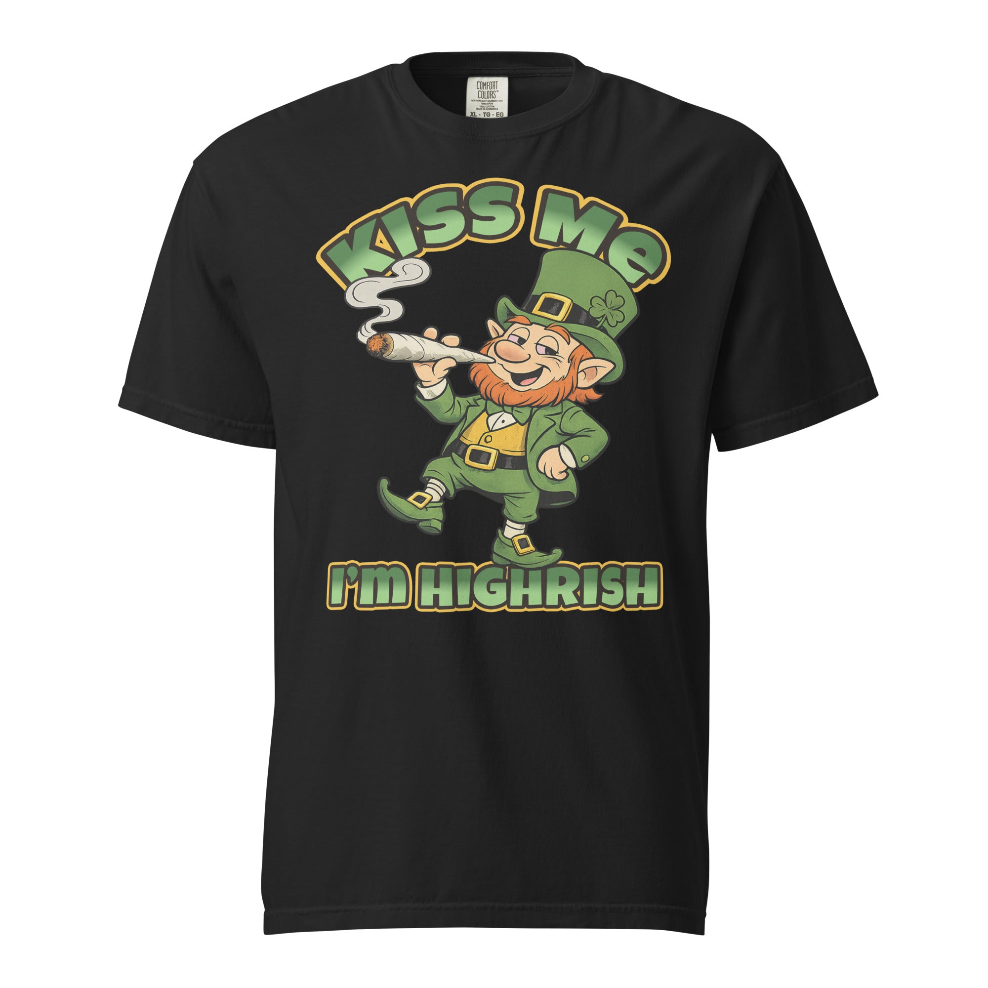 Kiss Me I’m Highrish T-Shirt – Funny St. Patrick’s Day Weed Shirt | 420 Leprechaun Tee – Magic Leaf Tees