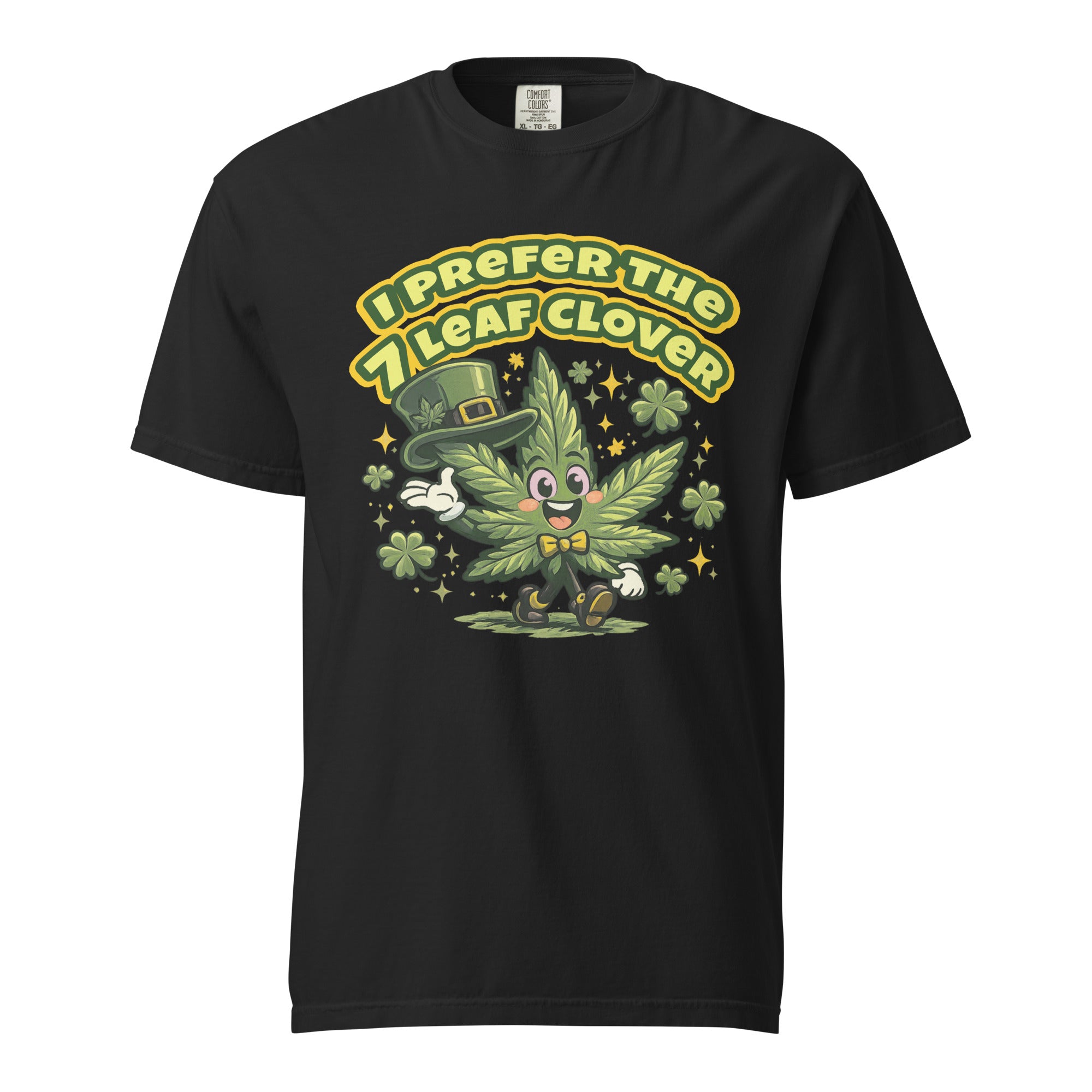Retro 60s Cannabis Leaf St. Patrick’s Day T-Shirt – Funny Lucky Weed Cartoon Graphic Tee