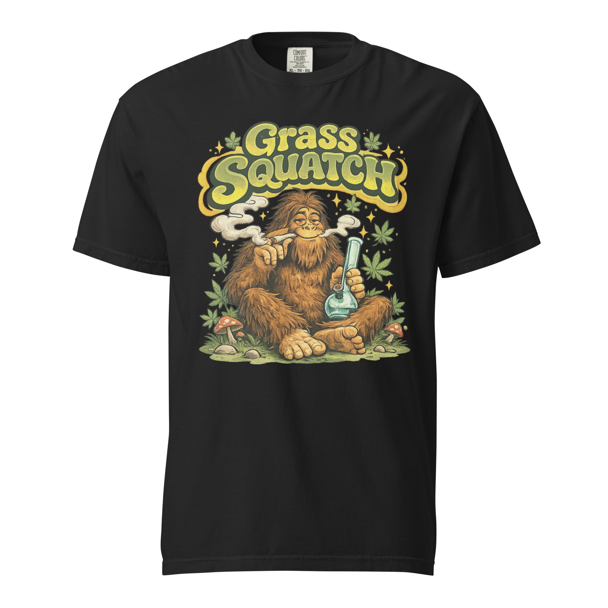 Grass Squatch T-Shirt – Funny Sasquatch Weed Shirt, Retro 60s Bigfoot Cannabis Graphic Tee