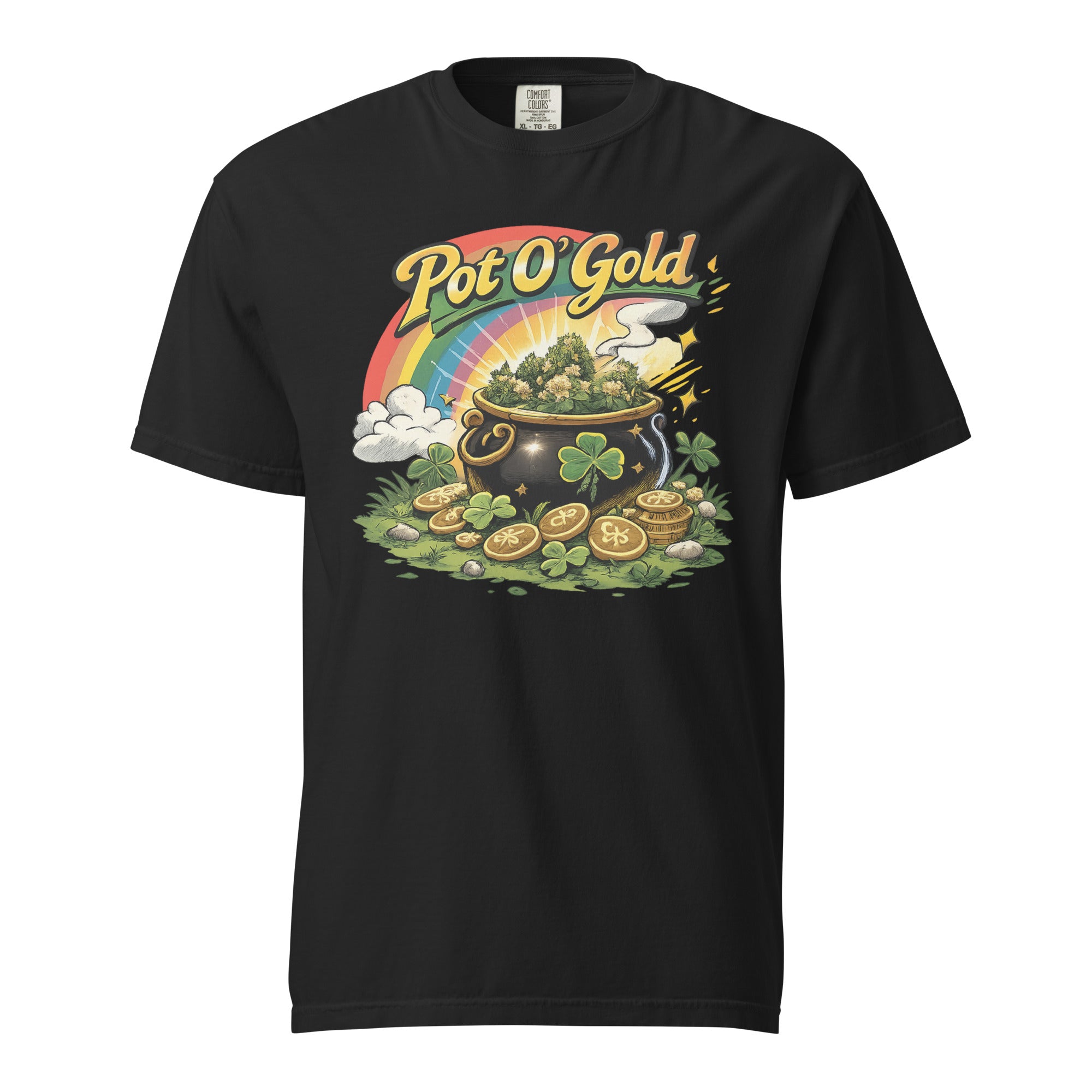 Pot O’ Gold Cannabis T-Shirt – Funny St. Patrick’s Day Weed Retro 80s Graphic Tee
