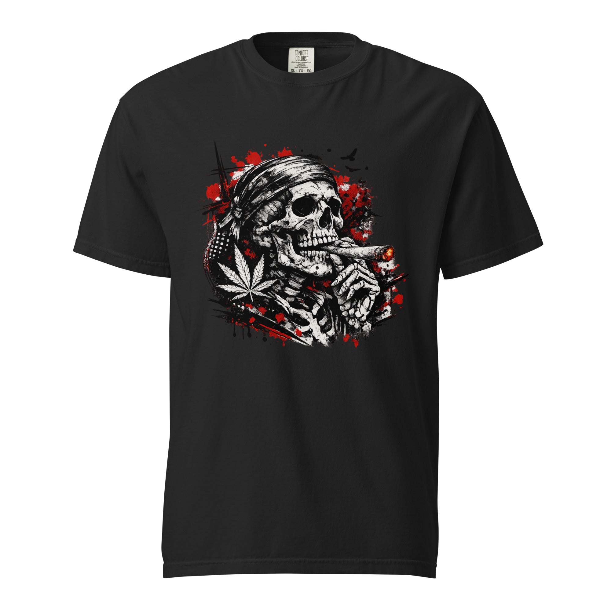 Trash Polka Skeleton Smoking Joint T-Shirt – Edgy Cannabis Skull Graphic Tee | Magic Leaf Tees
