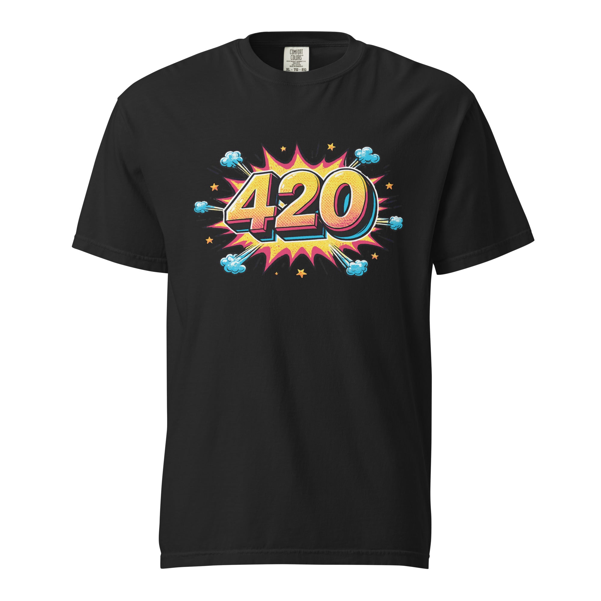Pop Art 420 T-Shirt – Retro Comic Style Cannabis Graphic Tee | Riso Print Inspired Streetwear | Magic Leaf Tees