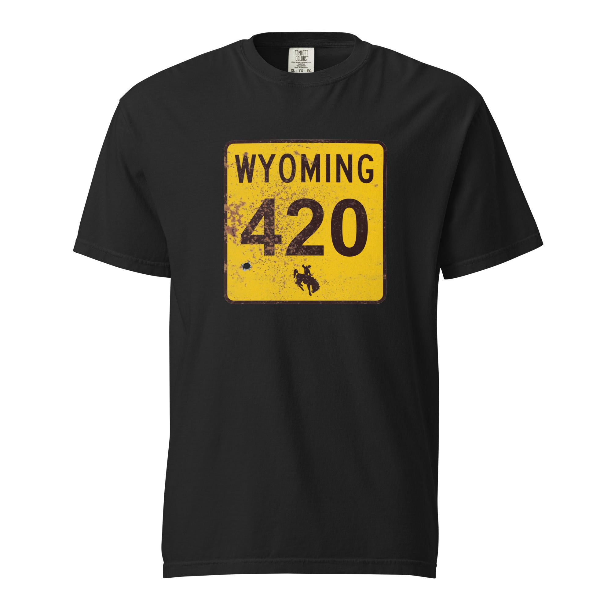 Wyoming 420 Highway Sign Weed Shirt | Cowboy State Cannabis Graphic Tee | Magic Leaf Tees