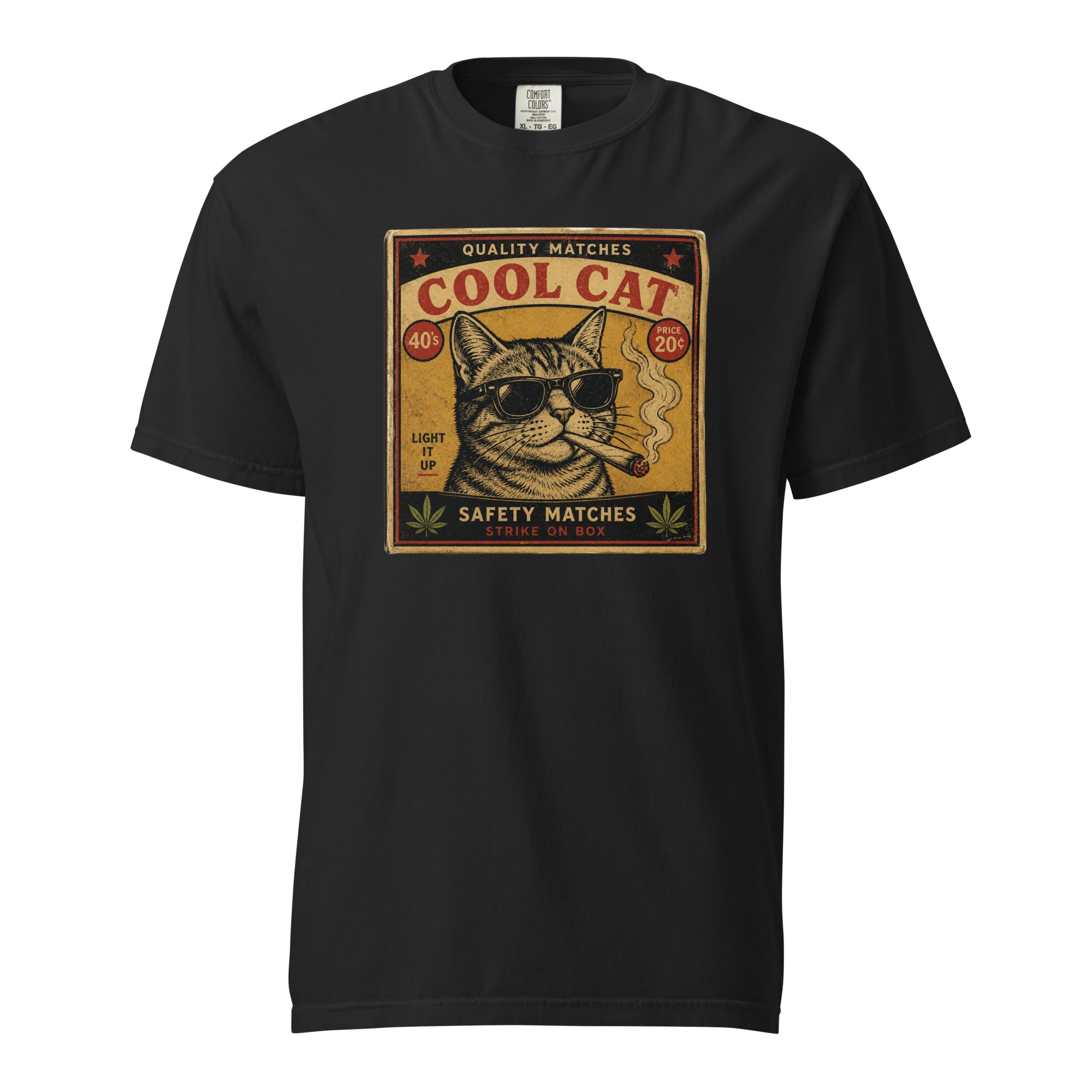 Retro Cool Cat Weed Shirt - Vintage Matchbox Cannabis Graphic T-Shirt