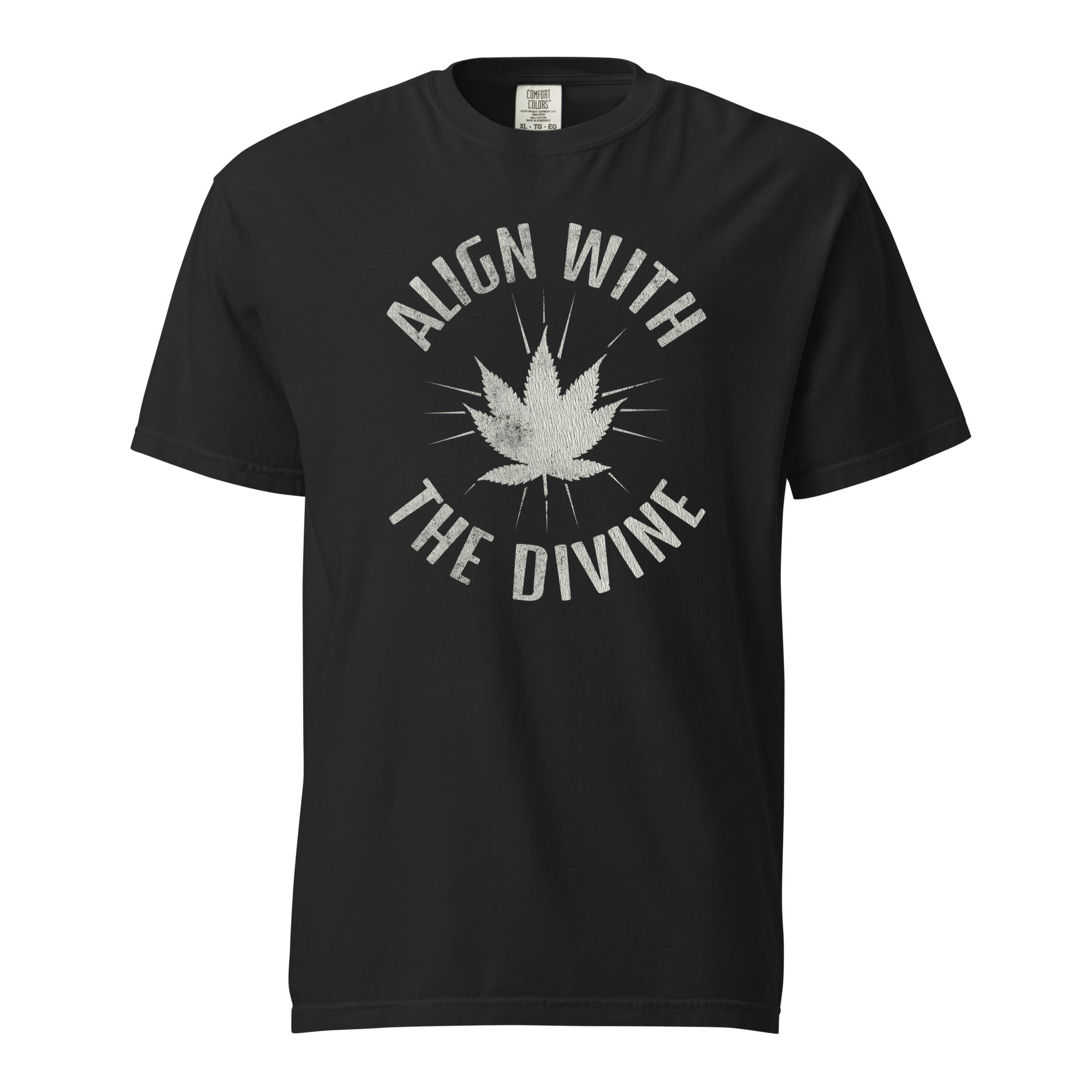 Align With The Divine T-Shirt, Distressed Cannabis Leaf Tee, Spiritual Weed Shirt, Boho 420 Graphic Tee