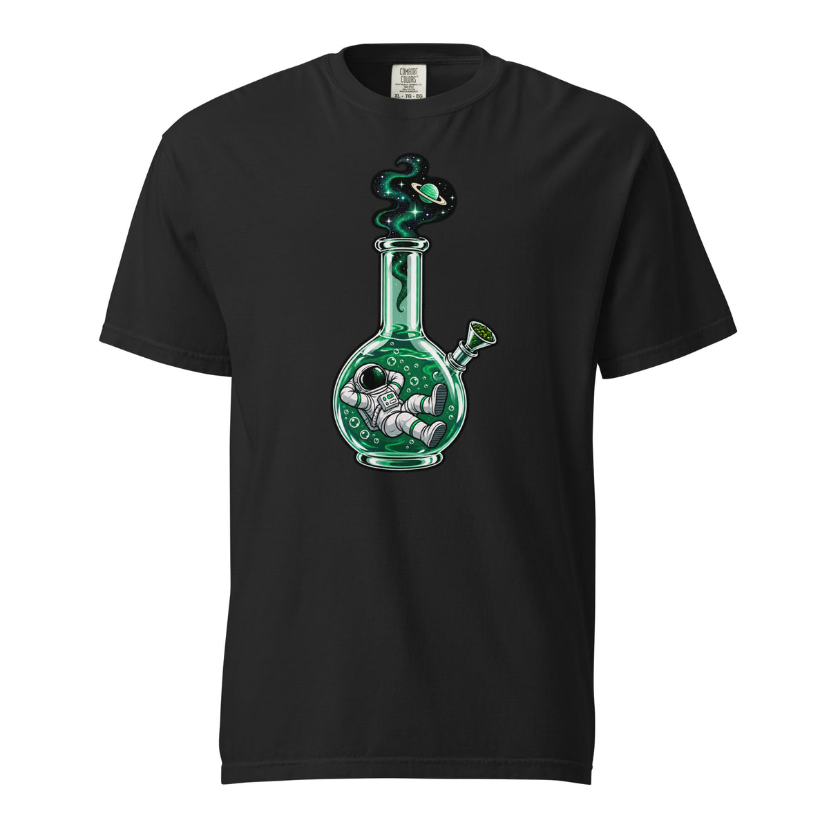 Astronaut Water Pipe T-Shirt, Cosmic Cannabis Graphic Tee, Funny Space 420 Shirt, Magic Leaf Tees