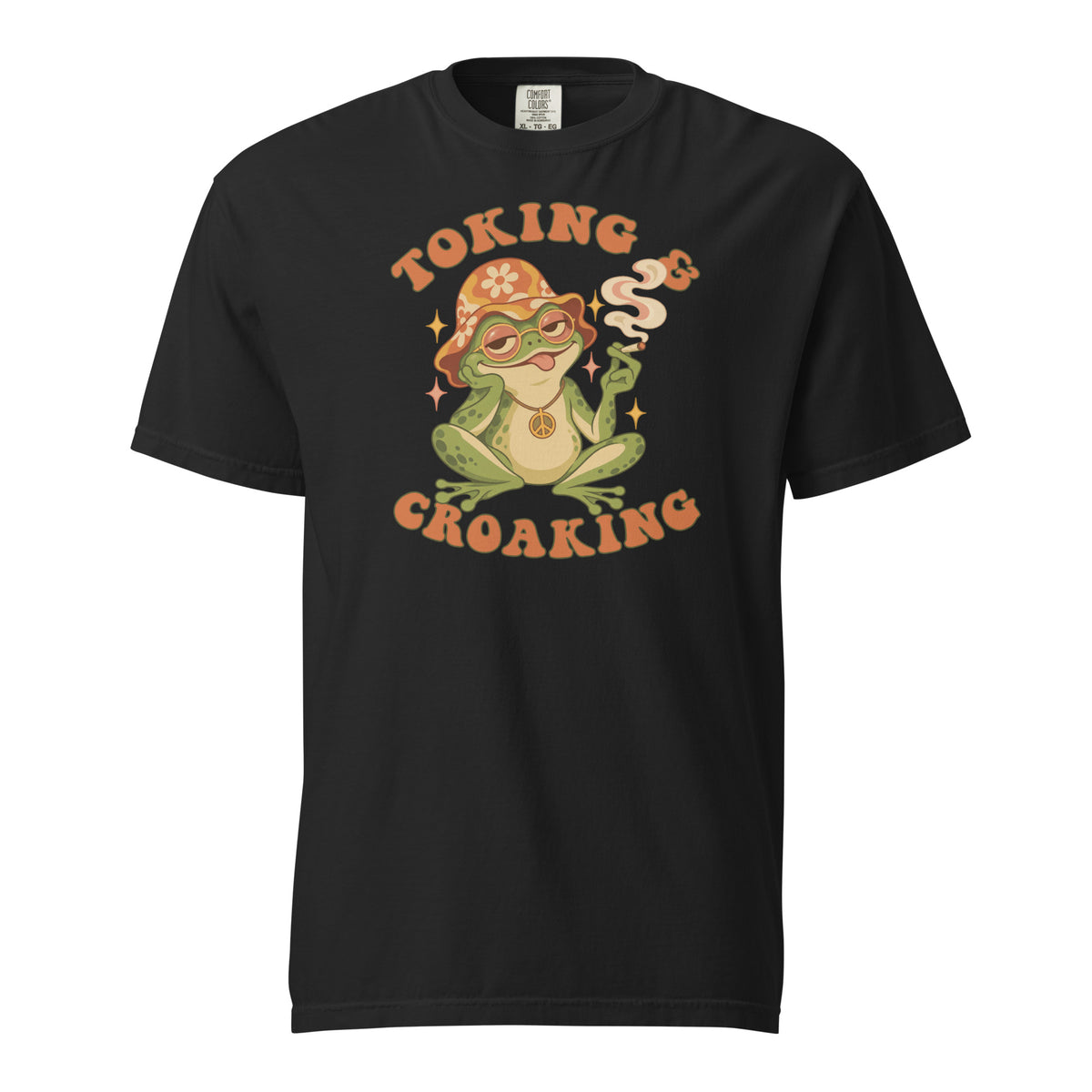 Groovy Smoking Frog T-Shirt, Funny Cannabis Frog Tee, Retro 1970s Pop Art 420 Graphic Shirt