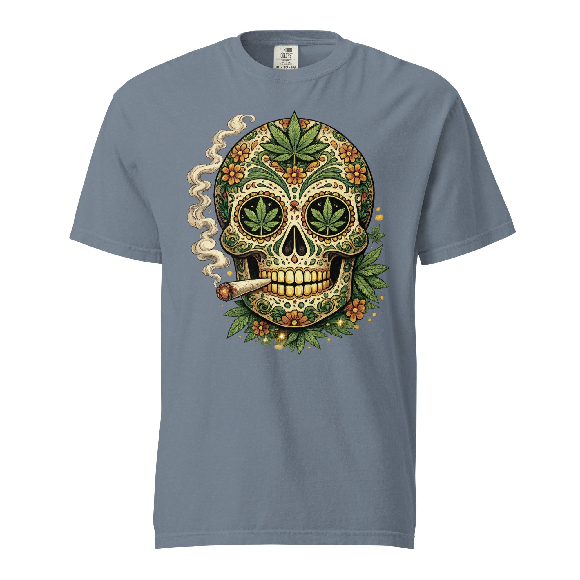 Cannabis Sugar Skull T-Shirt – Day of the Dead Weed Graphic Tee | Magic Leaf Tees