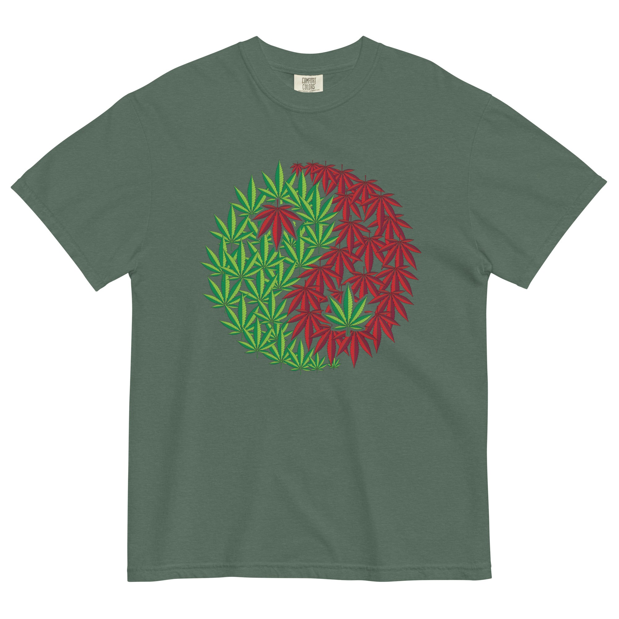 Cannabis Harmony: Yin Yang Symbol Tee with Marijuana Leaf Fusion - Magic Leaf Tees