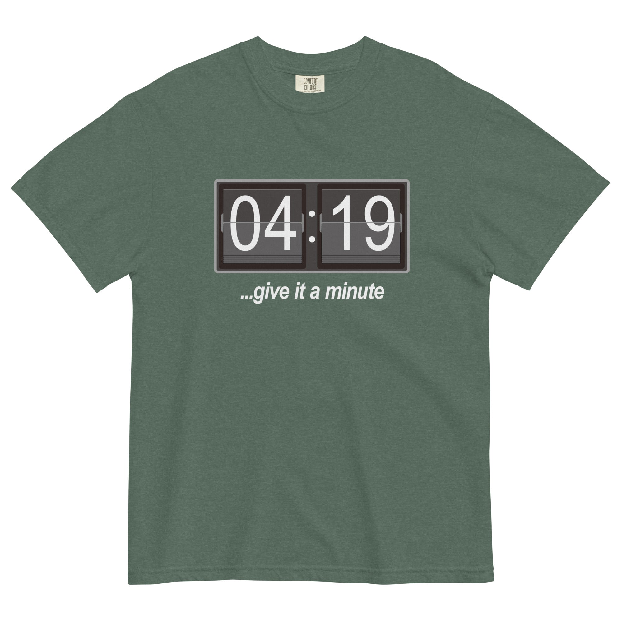 420 T-Shirt: 'Give It A Minute' Digital Alarm Clock Design | Magic Leaf Tees