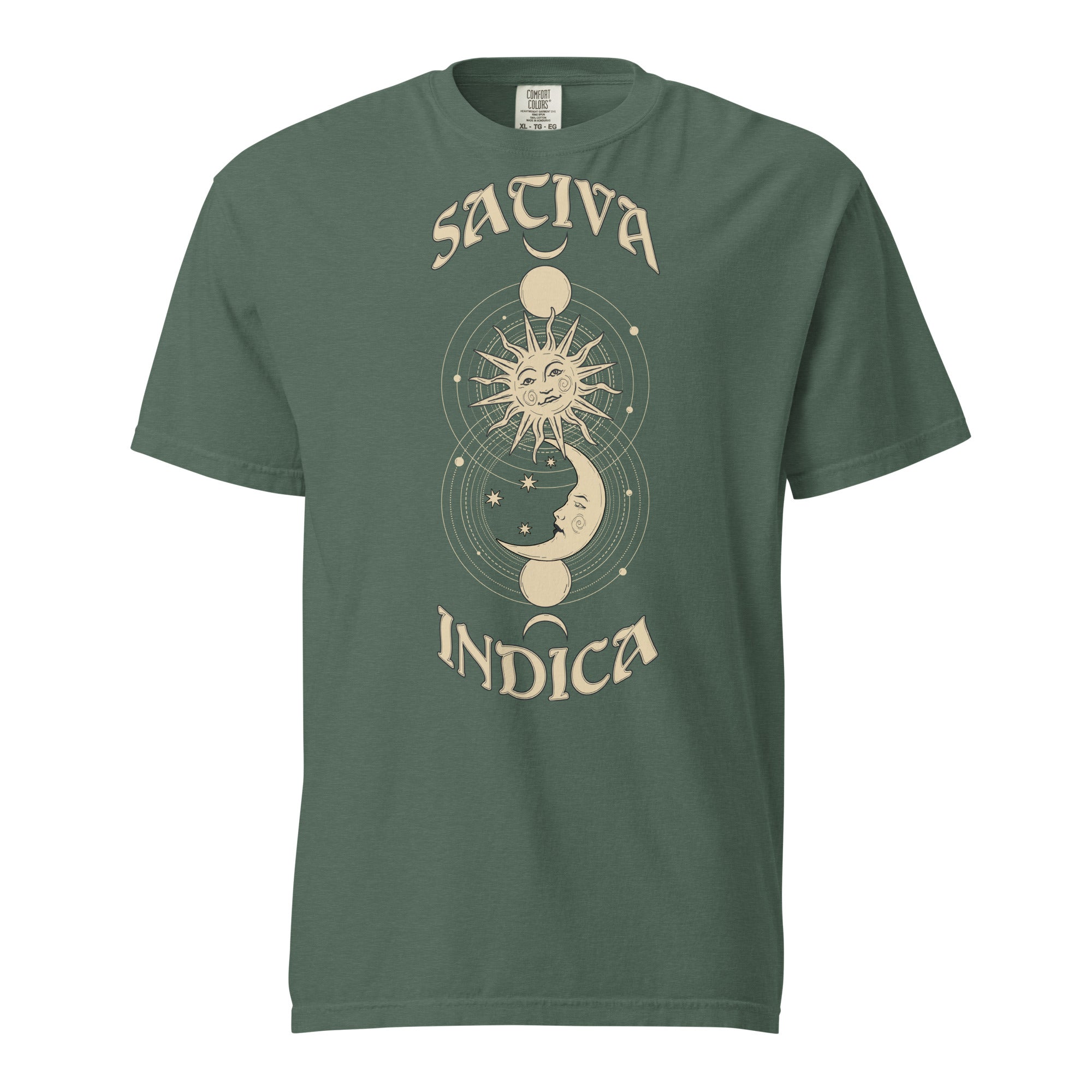 Sativa Indica Vintage Sun and Moon T-Shirt – Cannabis Apparel | Magic Leaf Tees