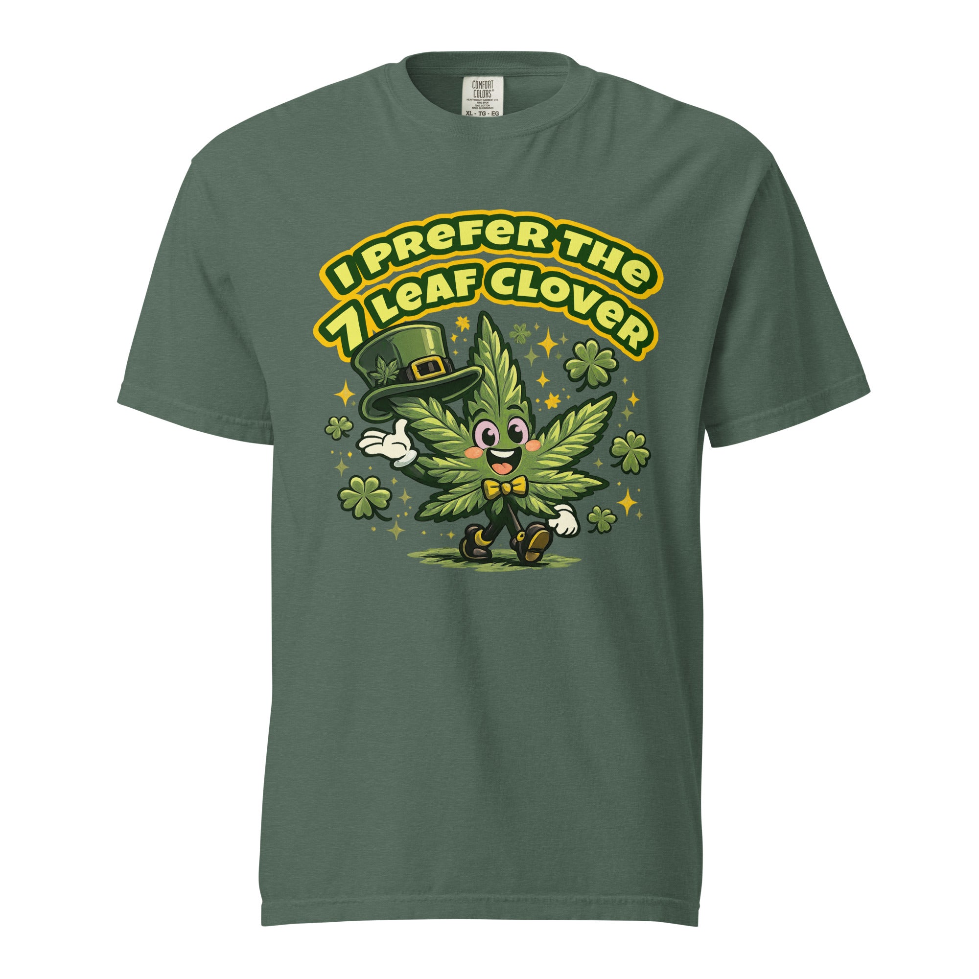 Retro 60s Cannabis Leaf St. Patrick’s Day T-Shirt – Funny Lucky Weed Cartoon Graphic Tee