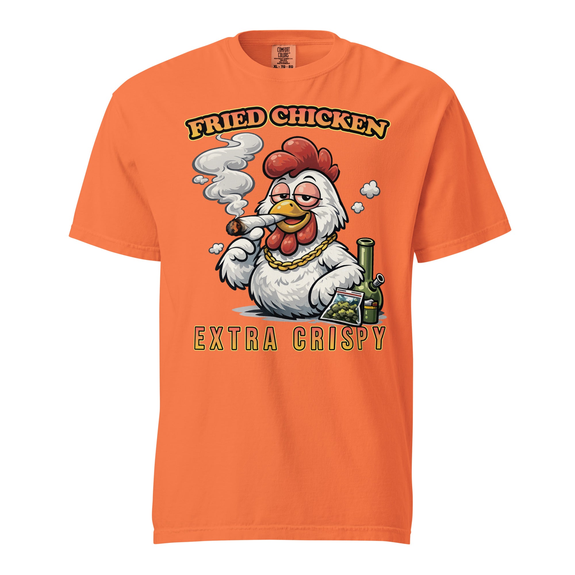 Funny Fried Chicken Smoking Joint T-Shirt – Stoner Humor Graphic Tee | Magic Leaf Tees Cannabis Apparel