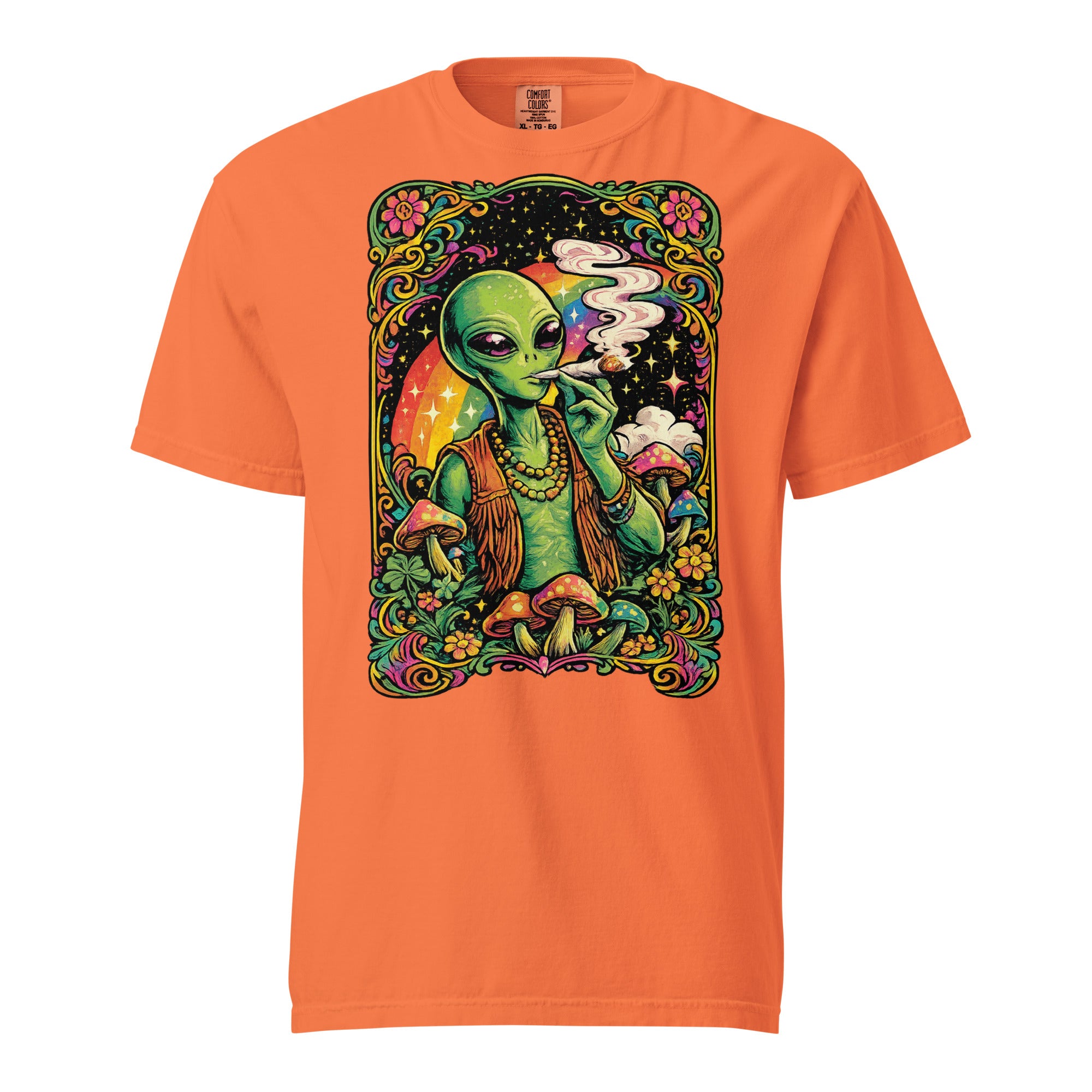 Psychedelic Alien Weed T-Shirt – 60s Rock Poster Cannabis Graphic Tee | Magic Leaf Tees