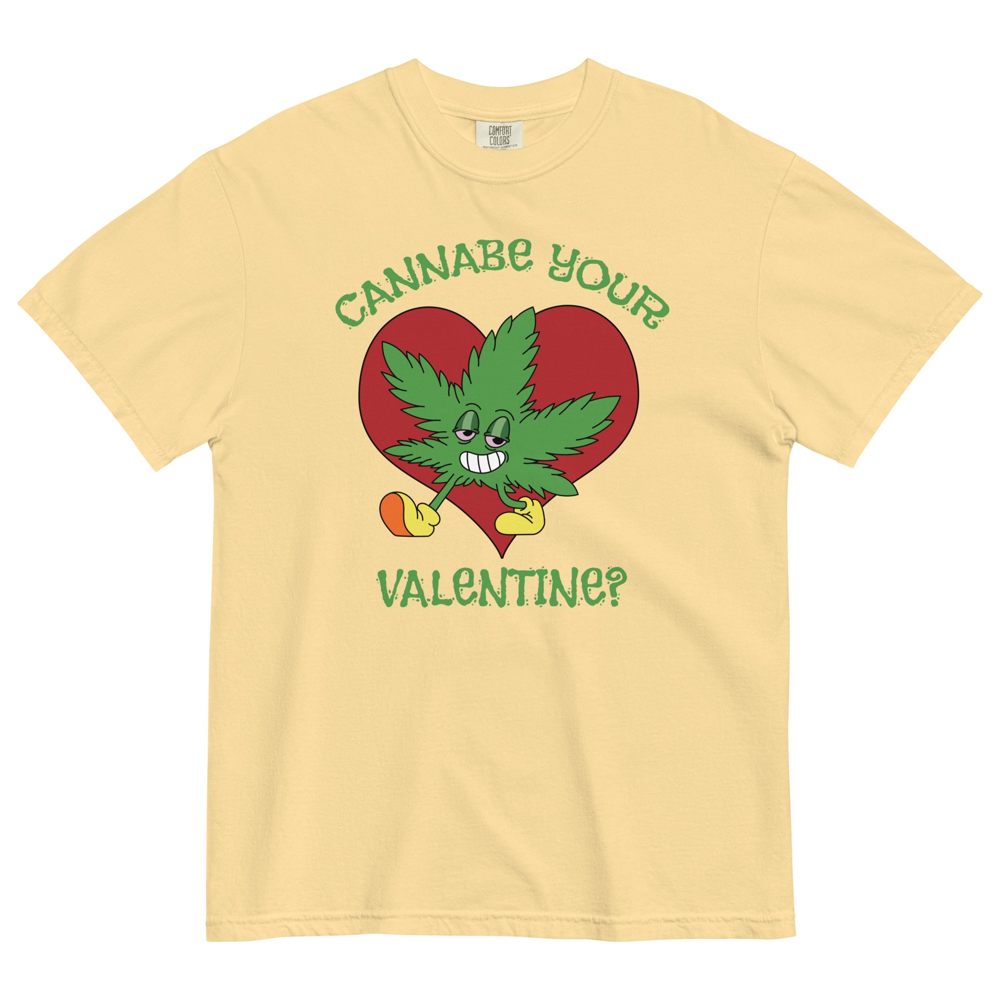 Cannabe Your Valentine? Playful Cartoon Pot Leaf Tee for Weed Enthusiasts! - Magic Leaf Tees