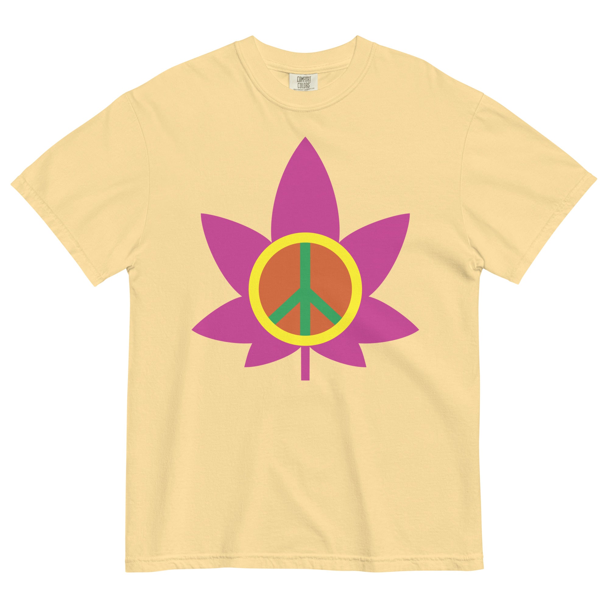 Groovy Vibes: 60's Inspired Pot Leaf and Peace Sign Tee for Retro Cannabis Style! - Magic Leaf Tees