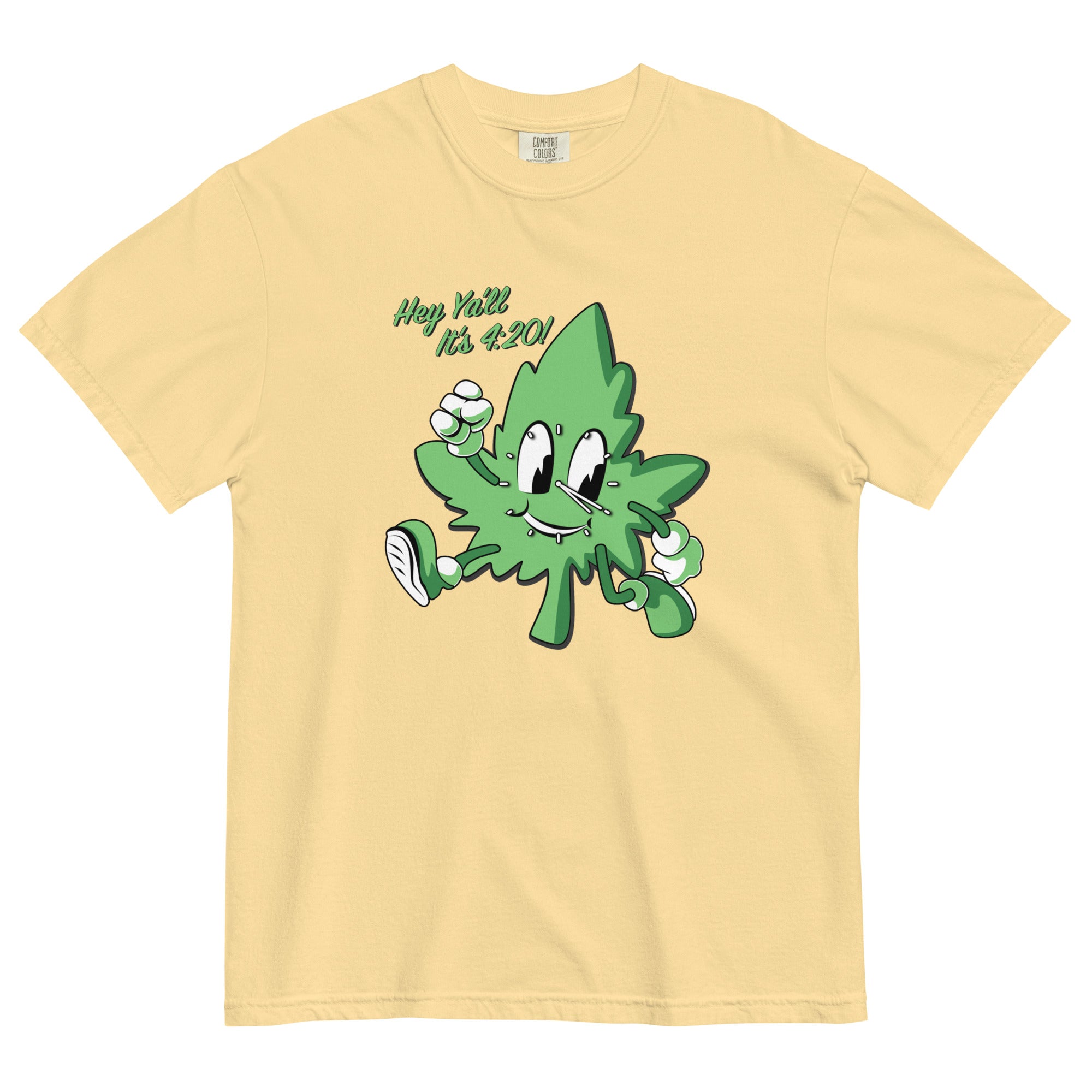 Hey Y'all It's 4:20! Funny Weed T-Shirt with Cartoon Leaf – Perfect for Marijuana Enthusiasts | Magic Leaf Tees