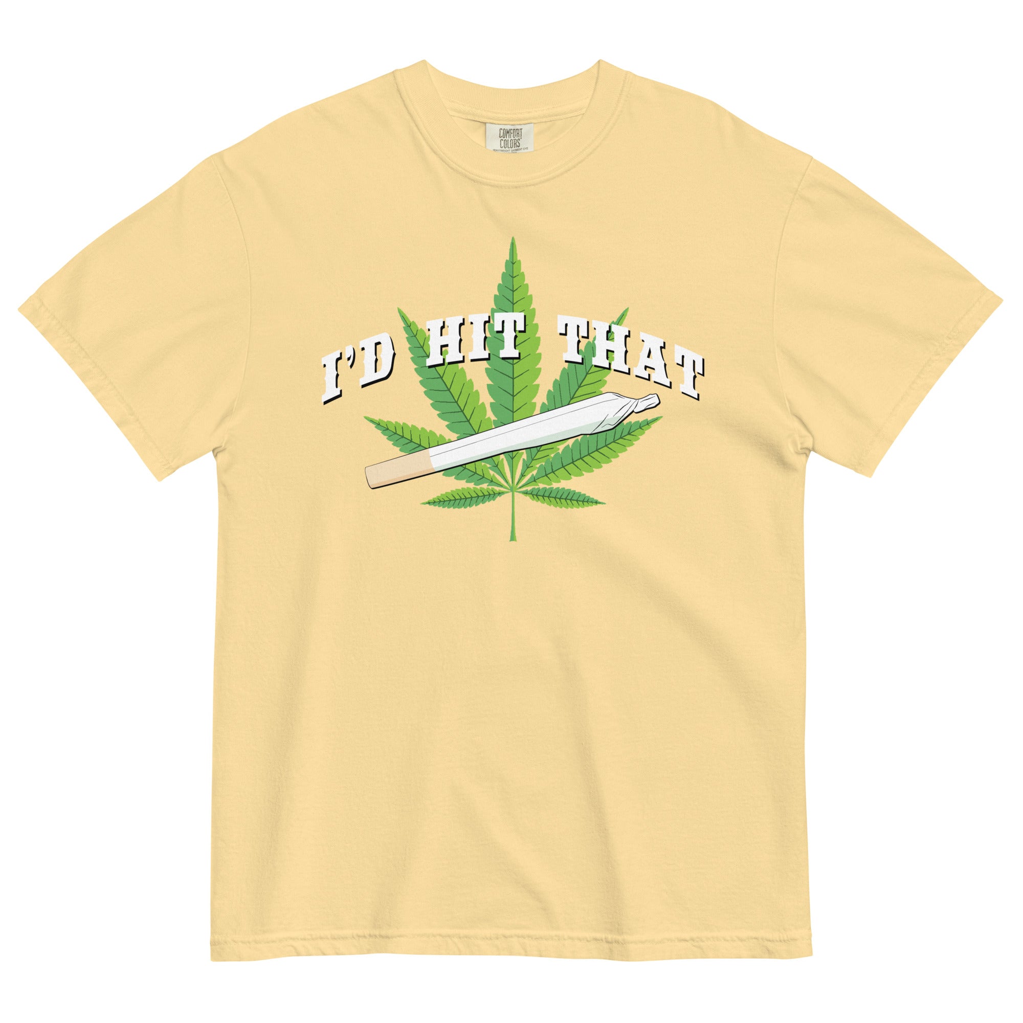 "I'd Hit That" Funny Stoner T-Shirt with Joint and Cannabis Leaf Design | Magic Leaf Tees