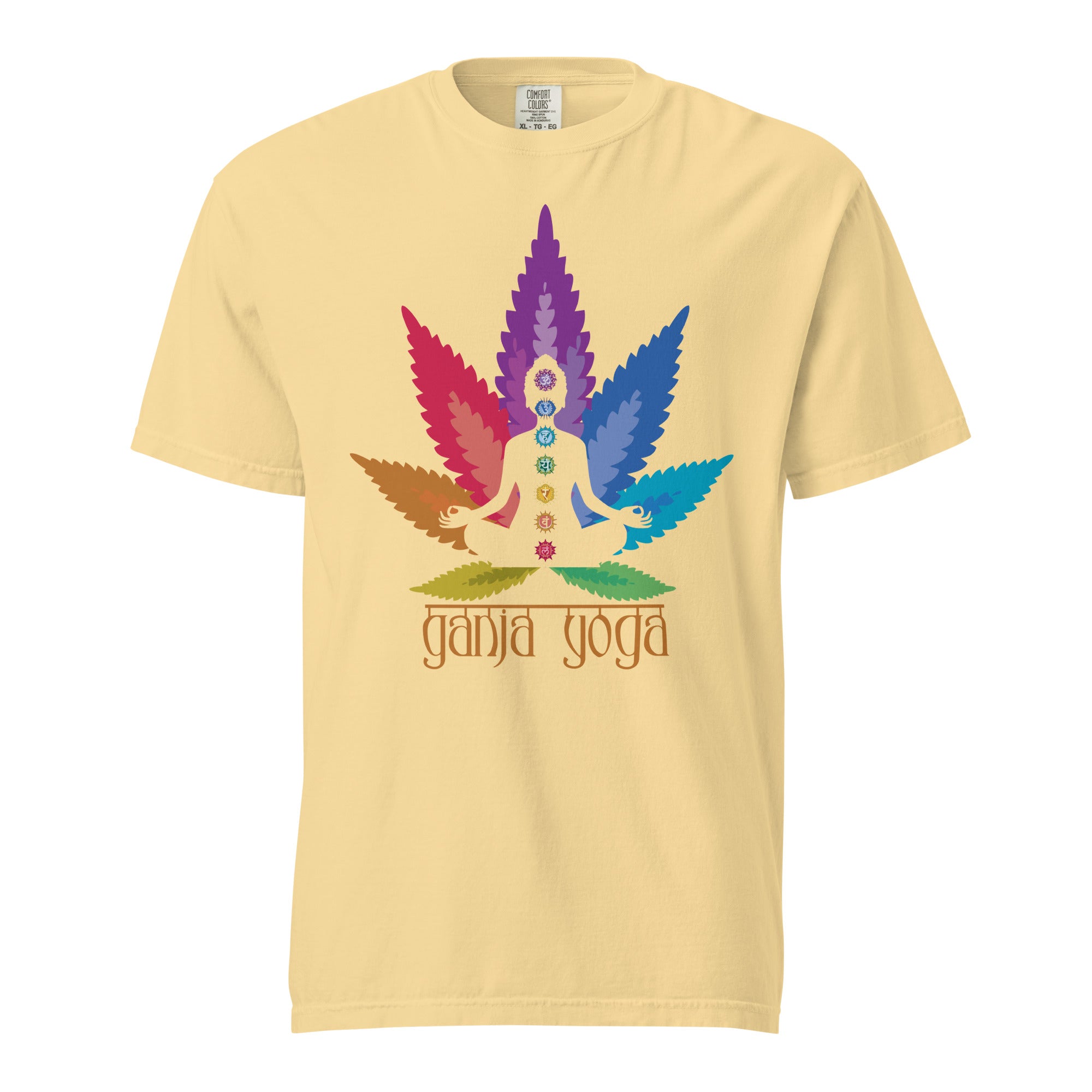 Ganja Yoga T-Shirt – Meditating Buddha & Cannabis Apparel | Magic Leaf Tees