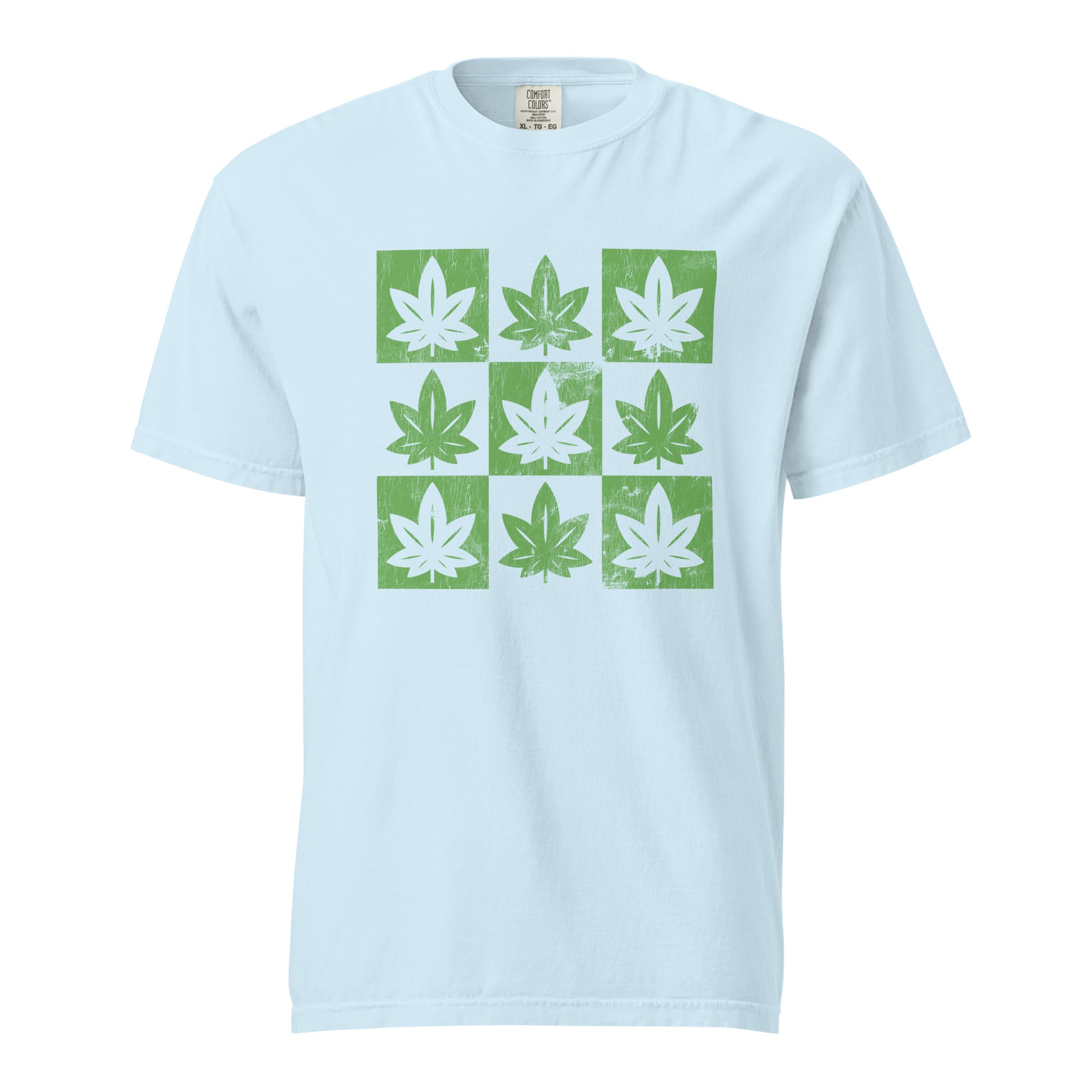 Cannabis Checkerboard T-Shirt - Trippy Weed Leaf Tee - 420-Friendly Streetwear - Stoner Aesthetic Graphic Shirt - Rasta & Skate Style