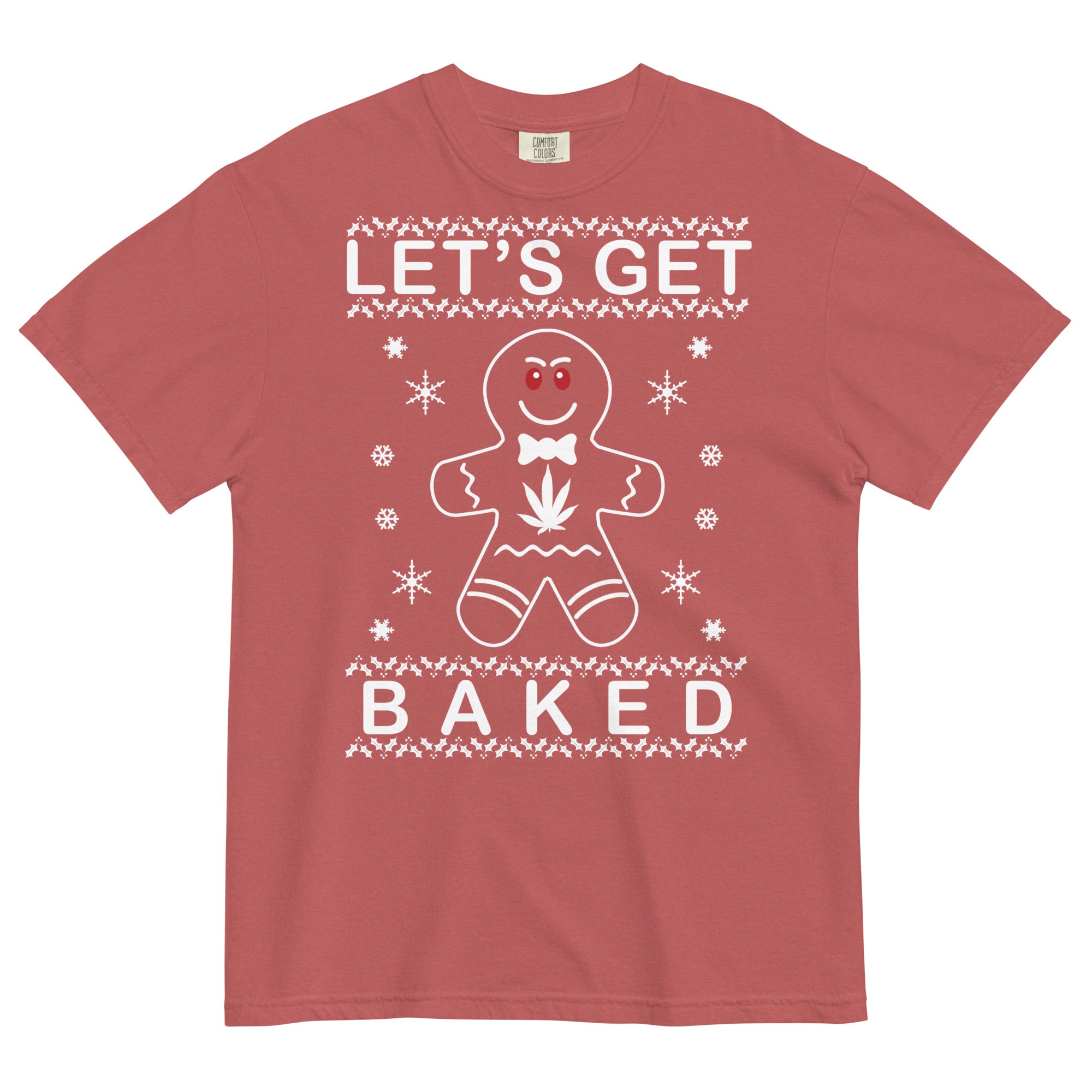 Cannabis Christmas T-Shirt: 'Let's Get Baked' Gingerbread Man Print | Magic Leaf Tees