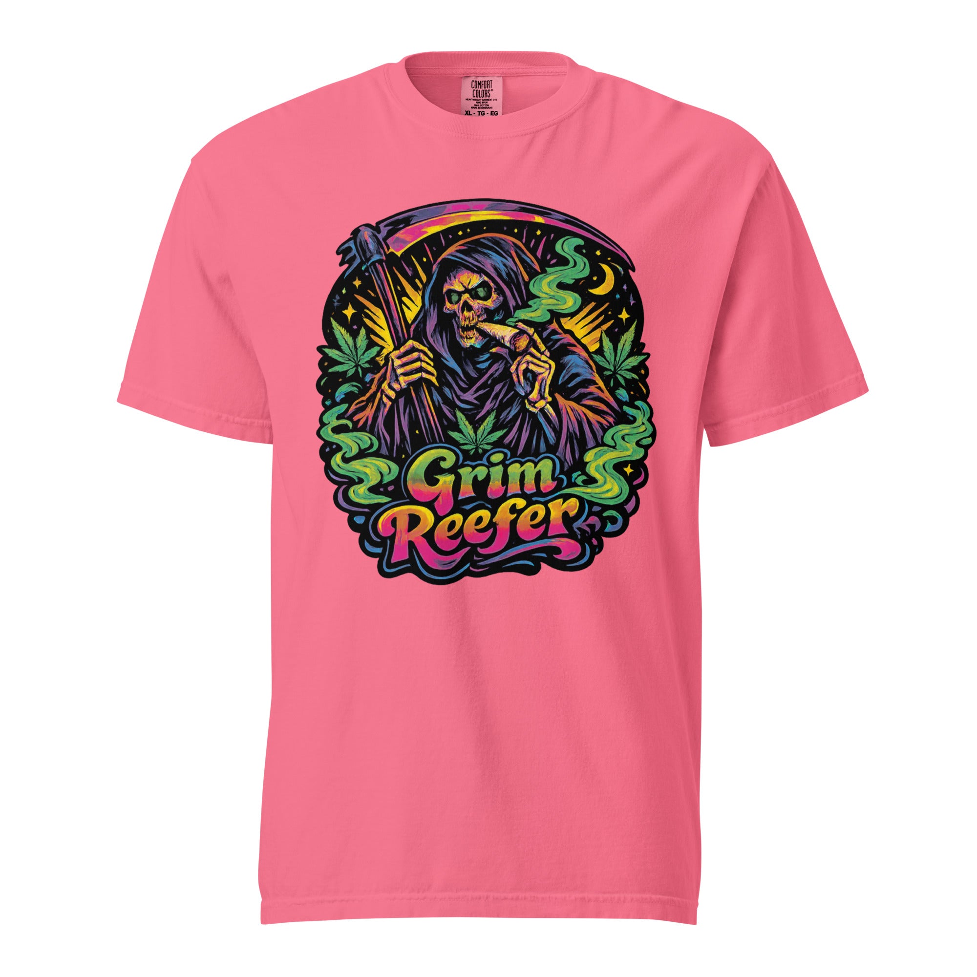 Grim Reefer T-Shirt – 70s Psychedelic Grim Reaper Stoner Graphic Tee | Retro Cannabis Art Shirt