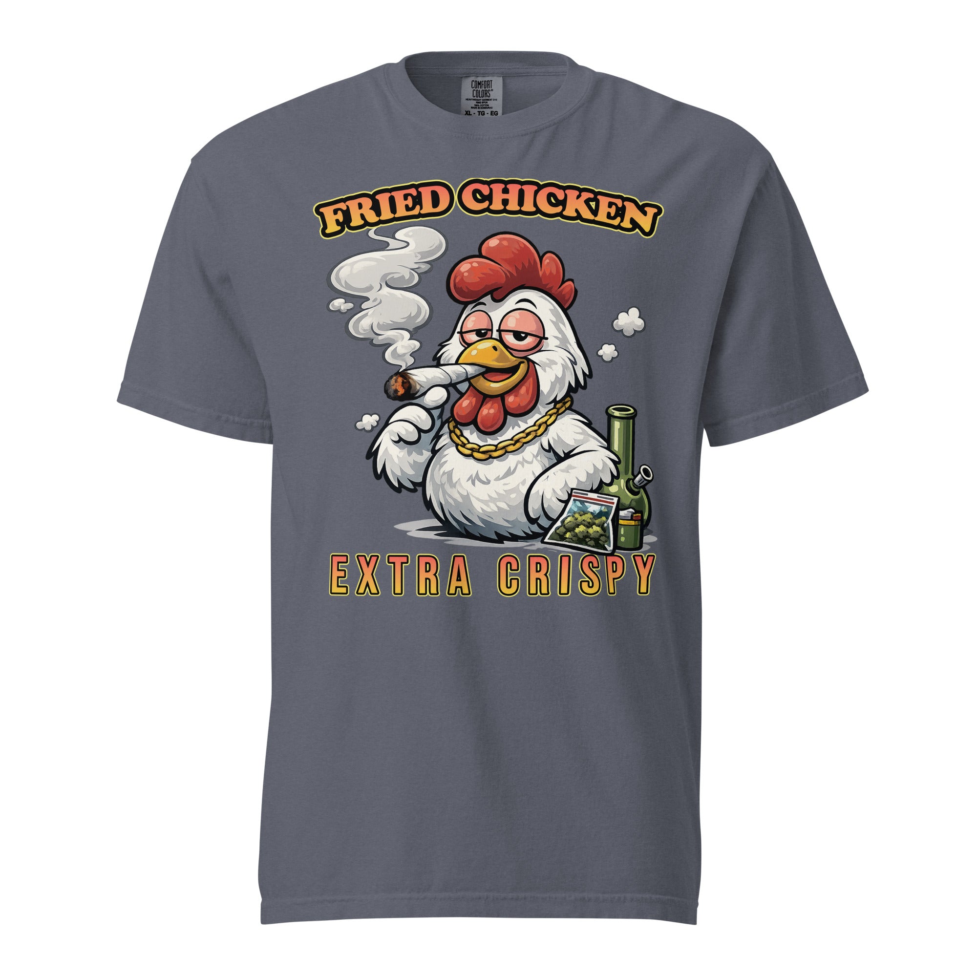 Funny Fried Chicken Smoking Joint T-Shirt – Stoner Humor Graphic Tee | Magic Leaf Tees Cannabis Apparel