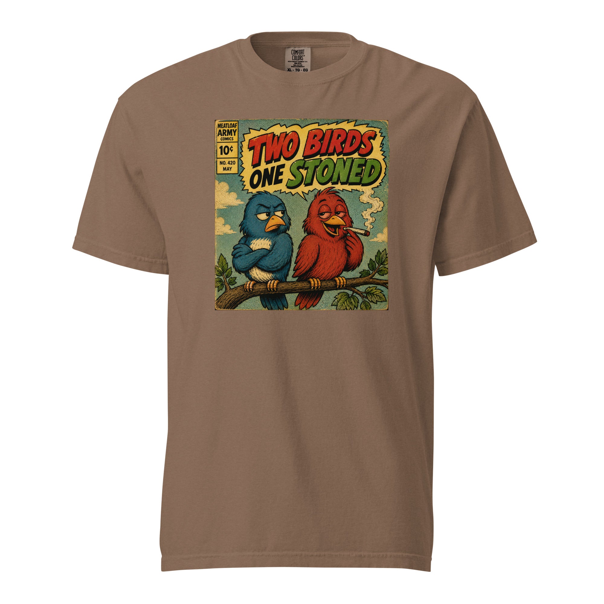 Two Birds One Stoned T-Shirt – Funny Retro Stoner Graphic Tee